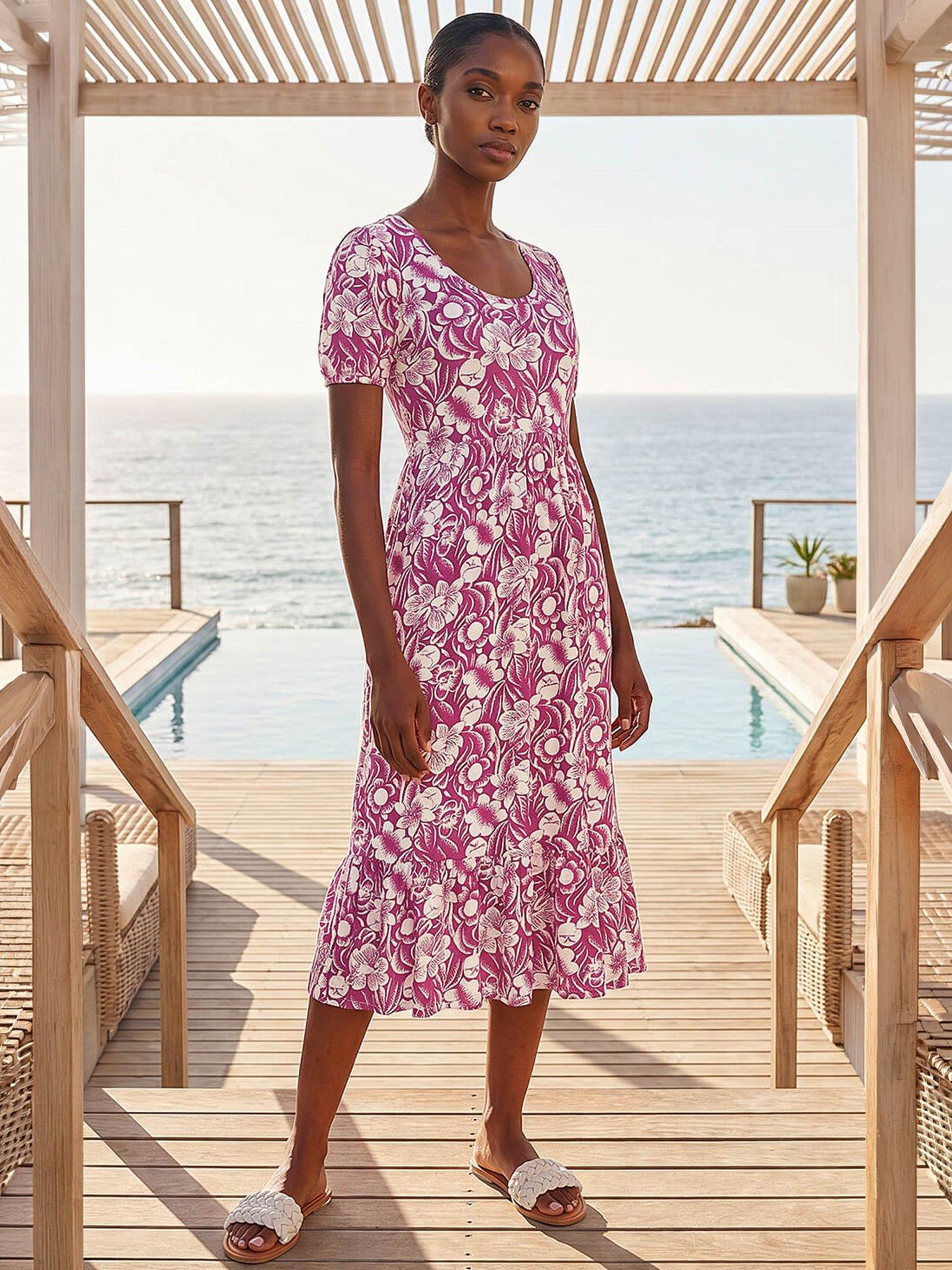 Image 1 of 4 of Roman Petite Floral Print Frill Midi Dress