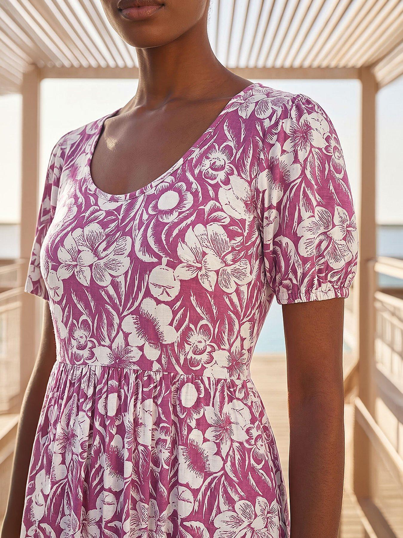 Image 2 of 4 of Roman Petite Floral Print Frill Midi Dress