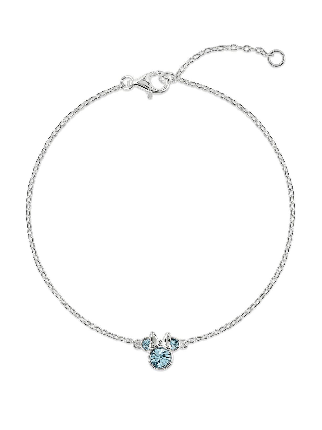 Disney 925 6.75+1" Minnie Mouse March Birthstone Bracelet