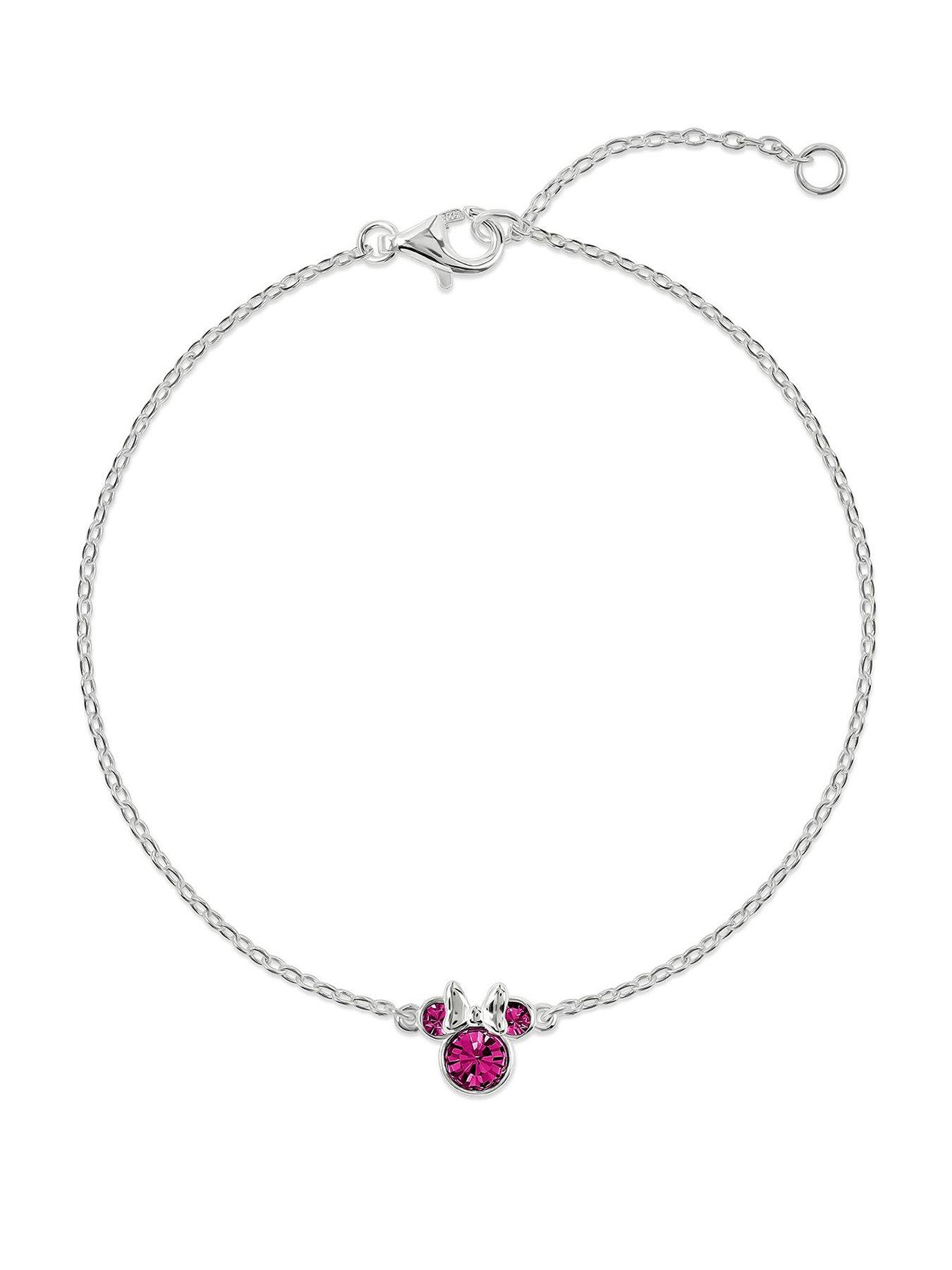 Disney 925 6.75+1" Minnie Mouse October Birthstone Bracelet