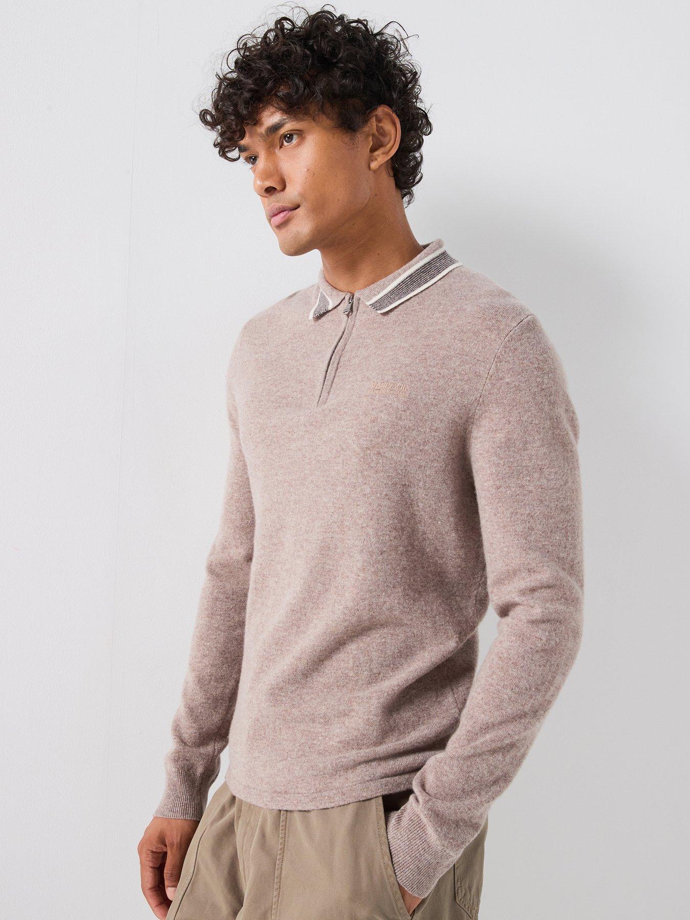 Barbour International Newport Long Sleeve Knitted Polo Shirt - Cream