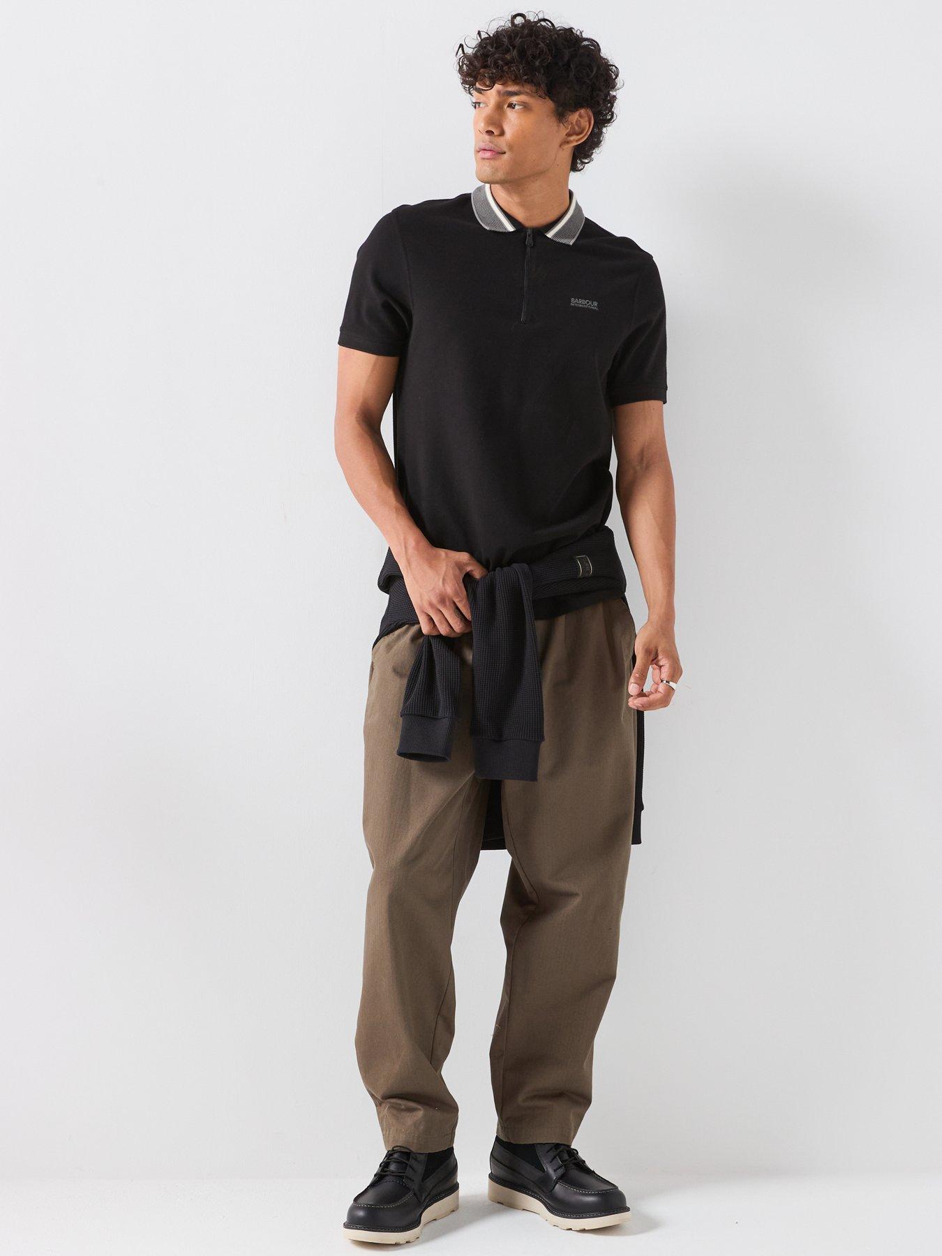 Image 3 of 6 of Barbour International Newport Tipped Zipped Polo Shirt - Black