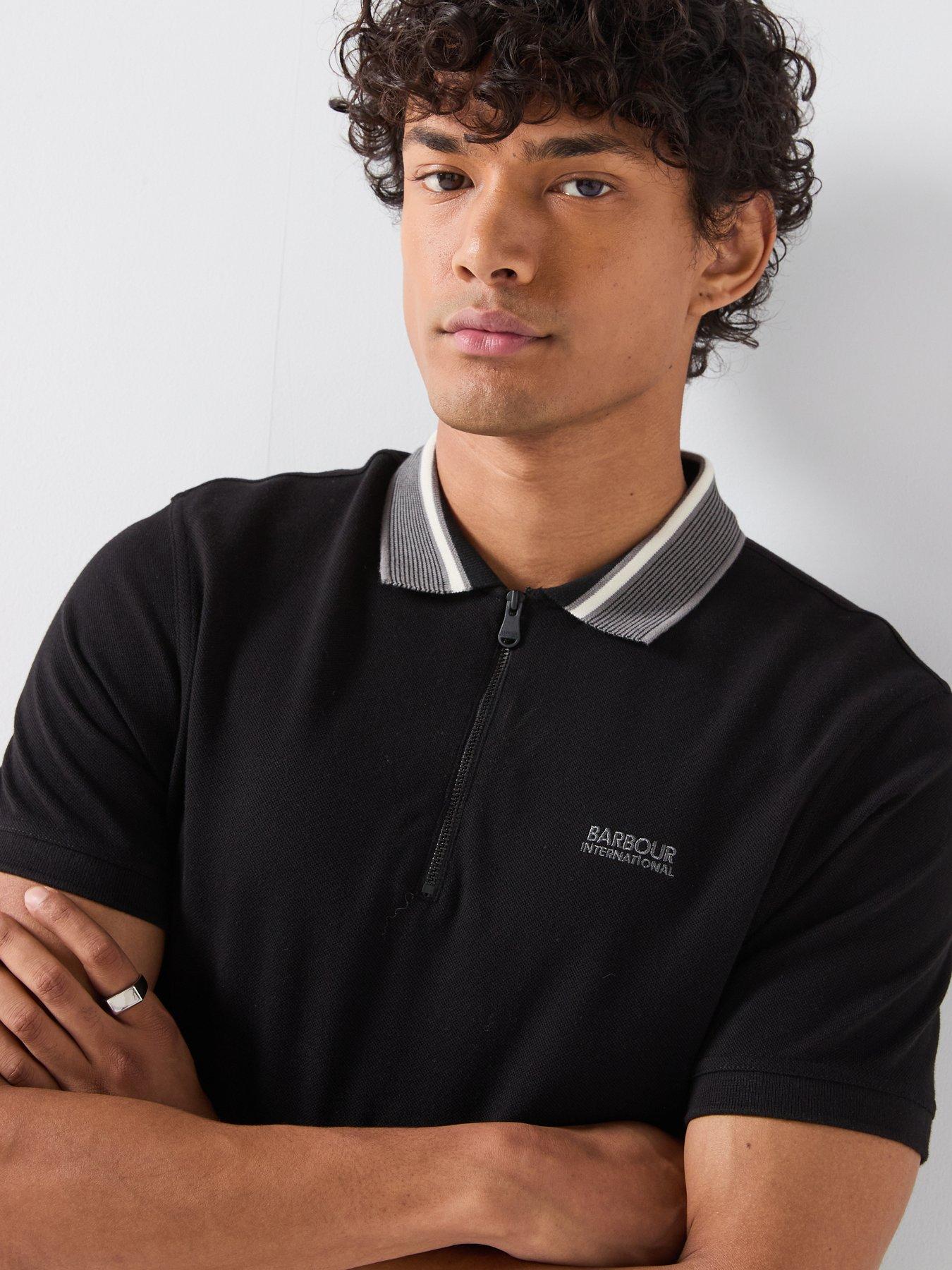 Image 6 of 6 of Barbour International Newport Tipped Zipped Polo Shirt - Black