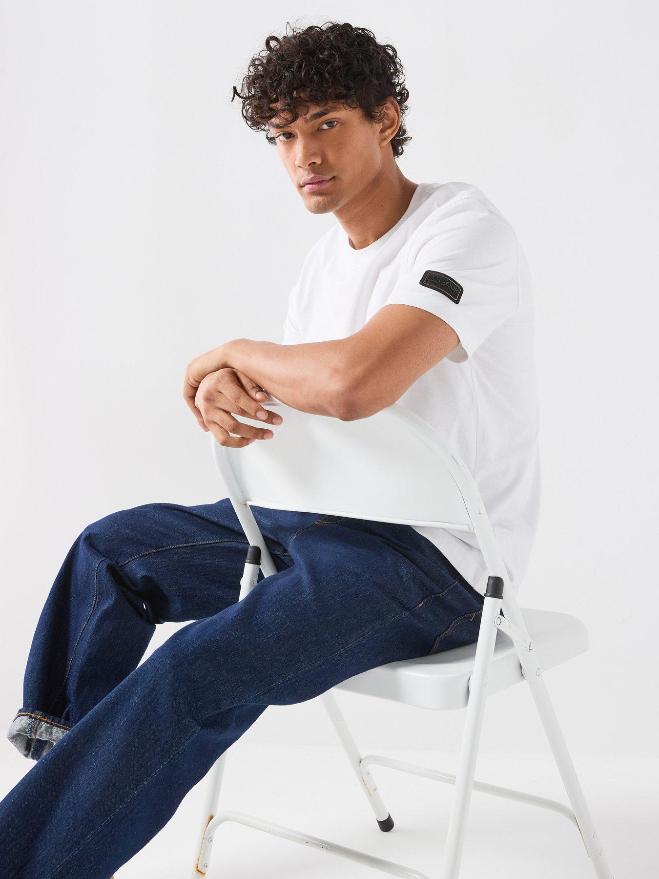 Image 4 of 6 of Barbour International International Outline Badge Relaxed T-Shirt - White