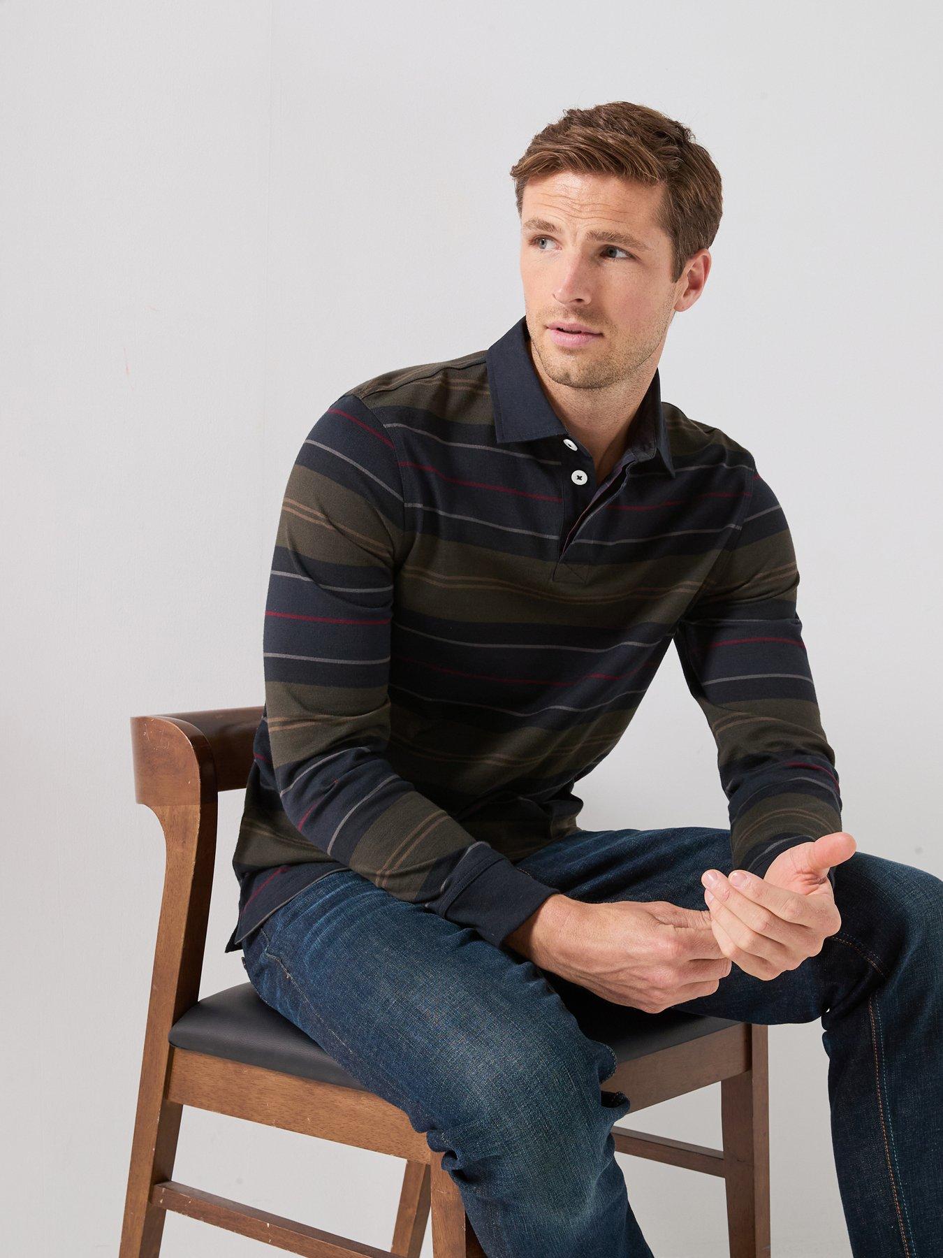 Image 1 of 5 of Barbour Mens Frith Striped Rugby Shirt - Navy