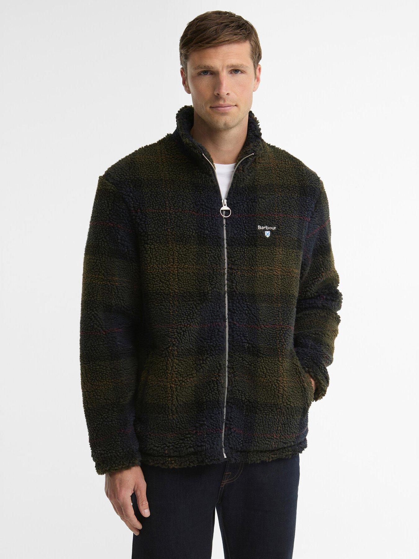 Image 1 of 6 of Barbour Mens Tartan Borg Full Zip Fleece Sweatshirt - Navy