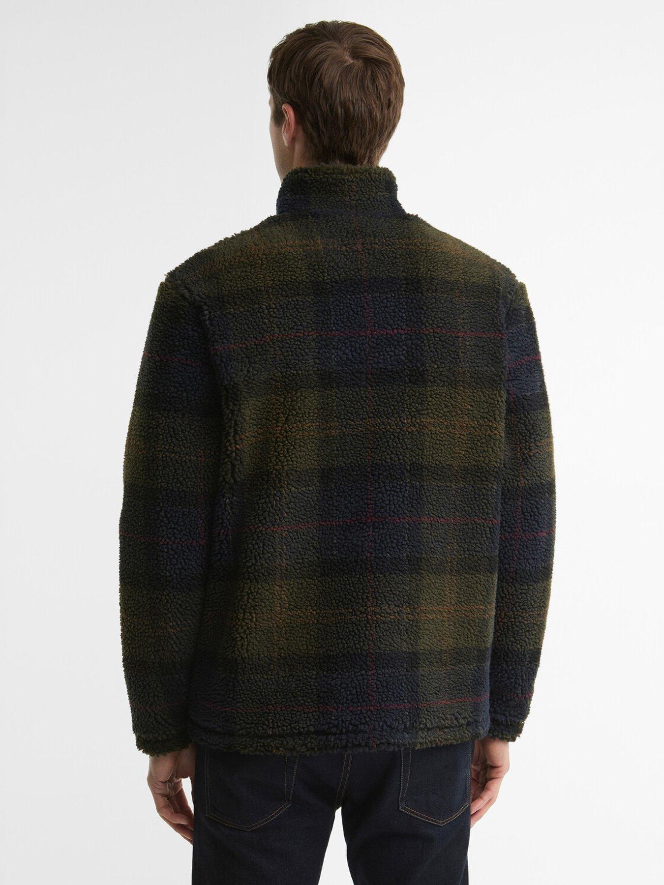 Image 2 of 6 of Barbour Mens Tartan Borg Full Zip Fleece Sweatshirt - Navy