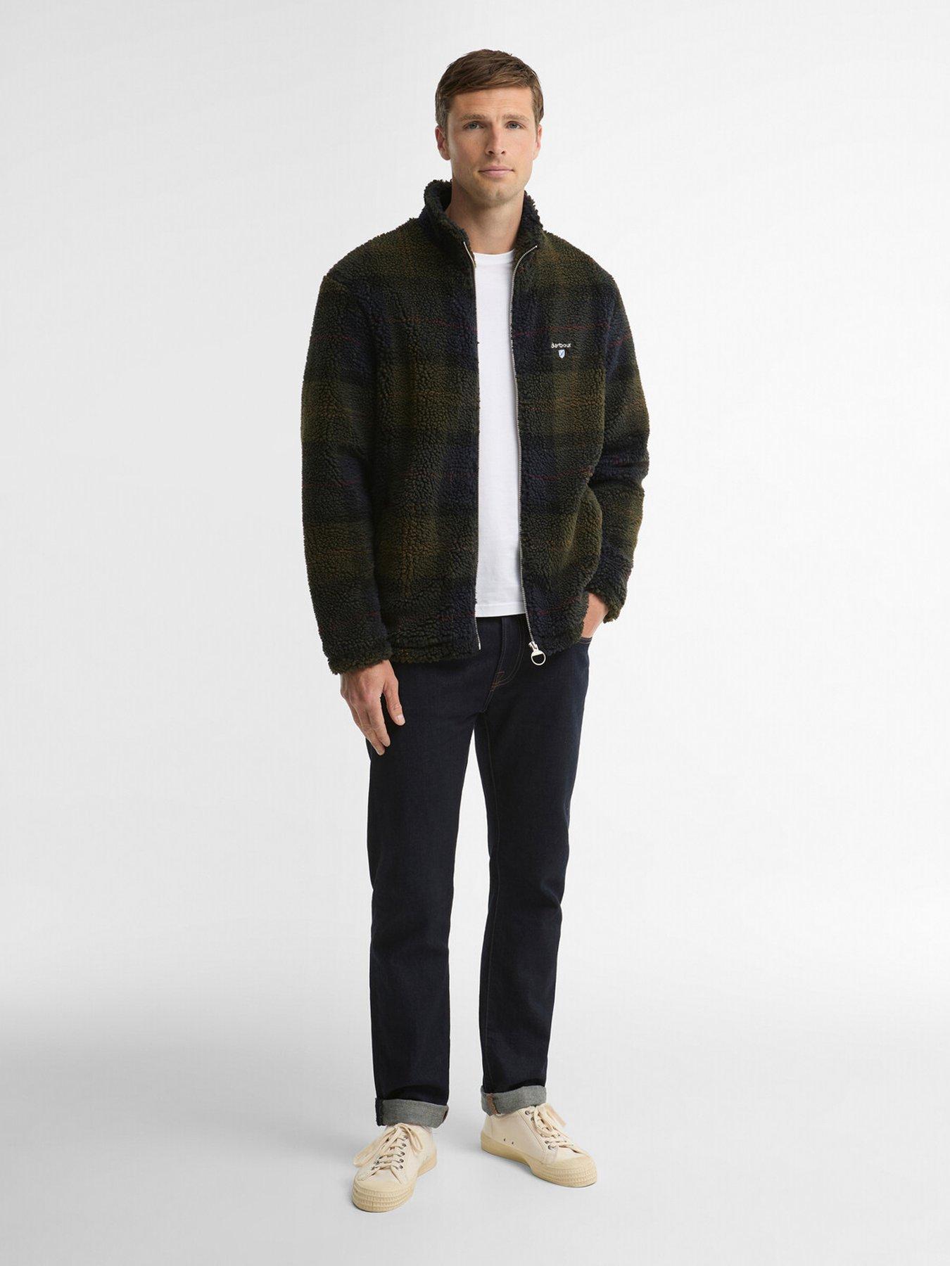 Image 3 of 6 of Barbour Mens Tartan Borg Full Zip Fleece Sweatshirt - Navy