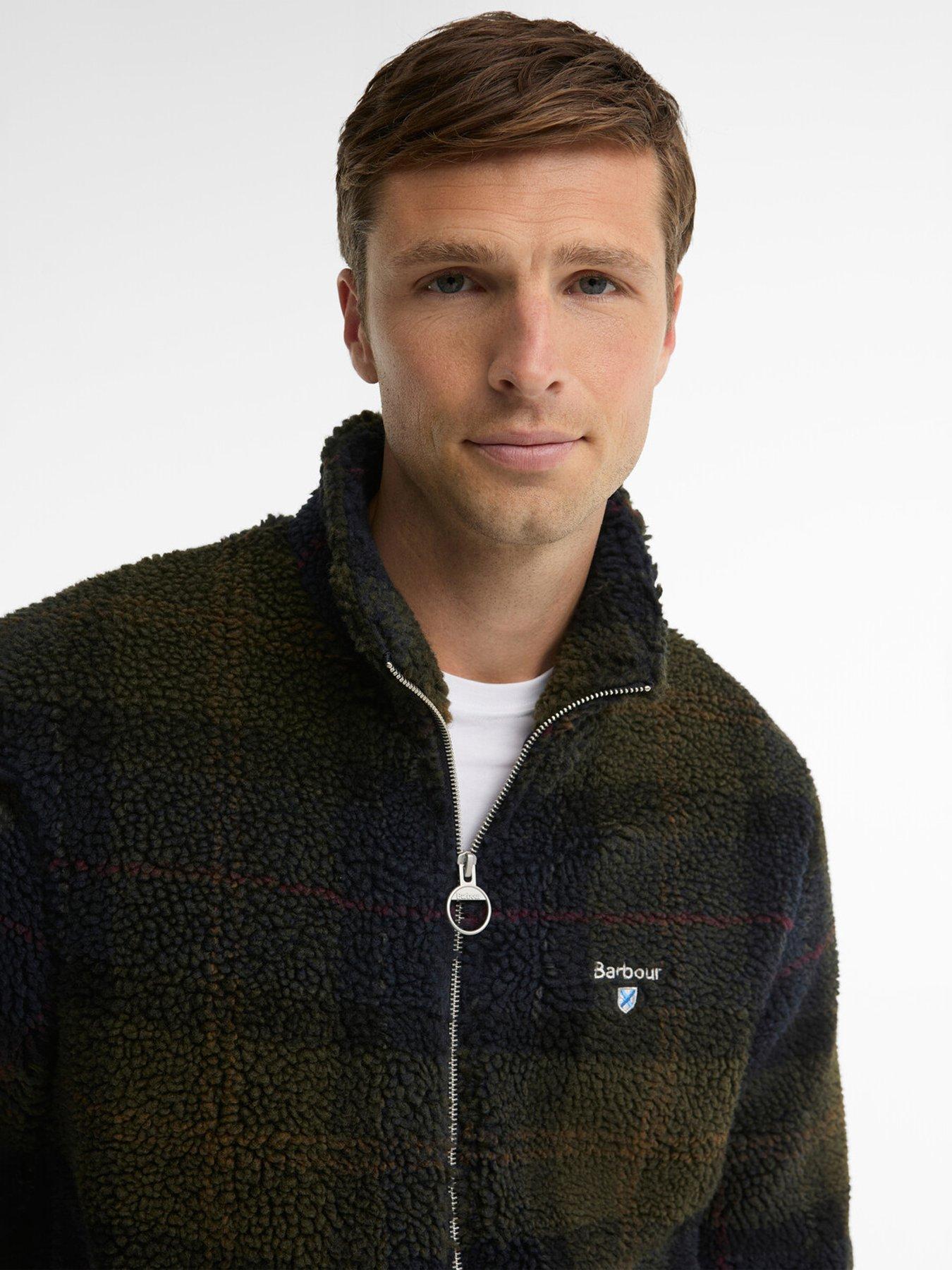 Image 4 of 6 of Barbour Mens Tartan Borg Full Zip Fleece Sweatshirt - Navy