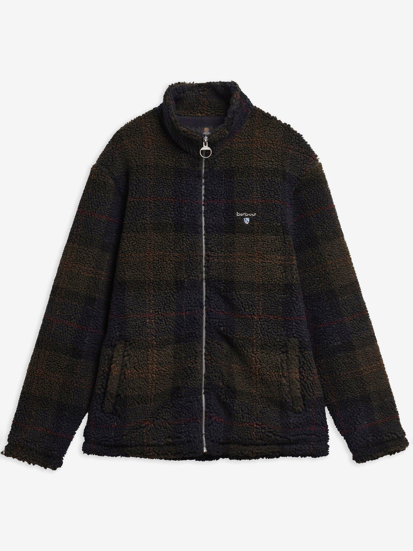 Image 6 of 6 of Barbour Mens Tartan Borg Full Zip Fleece Sweatshirt - Navy