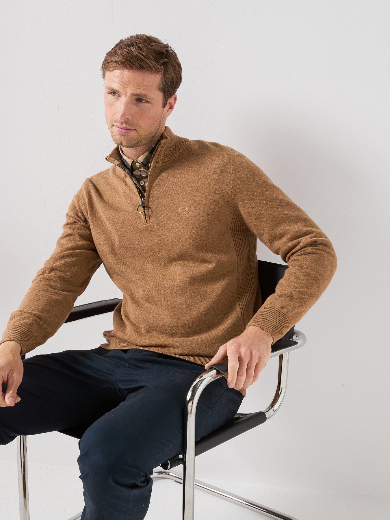 Image 4 of 6 of Barbour Cotton Half Zip Knitted Jumper - Beige