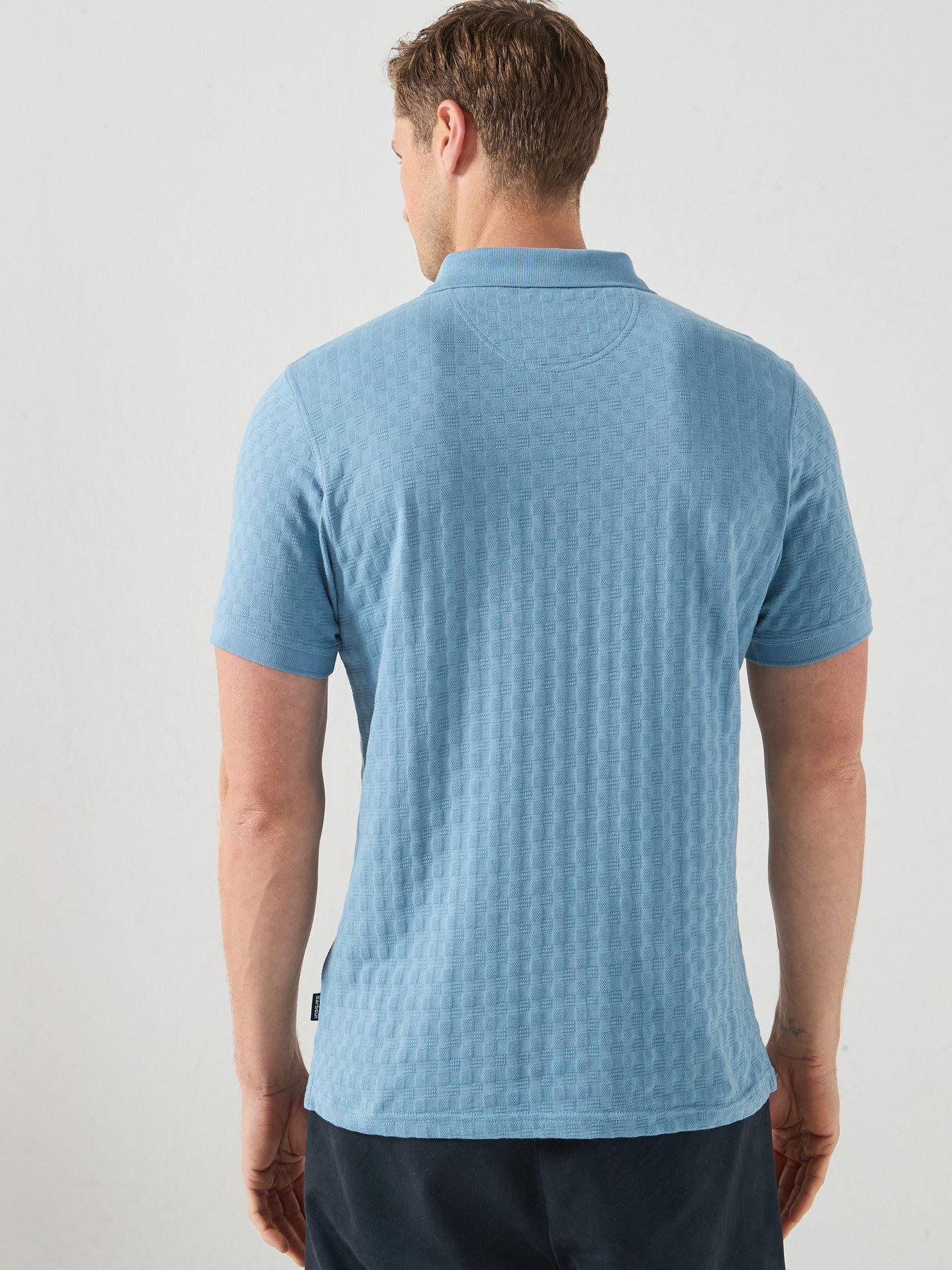 Image 2 of 5 of Barbour Faversham Tailored Textured Polo Shirt - Light Blue