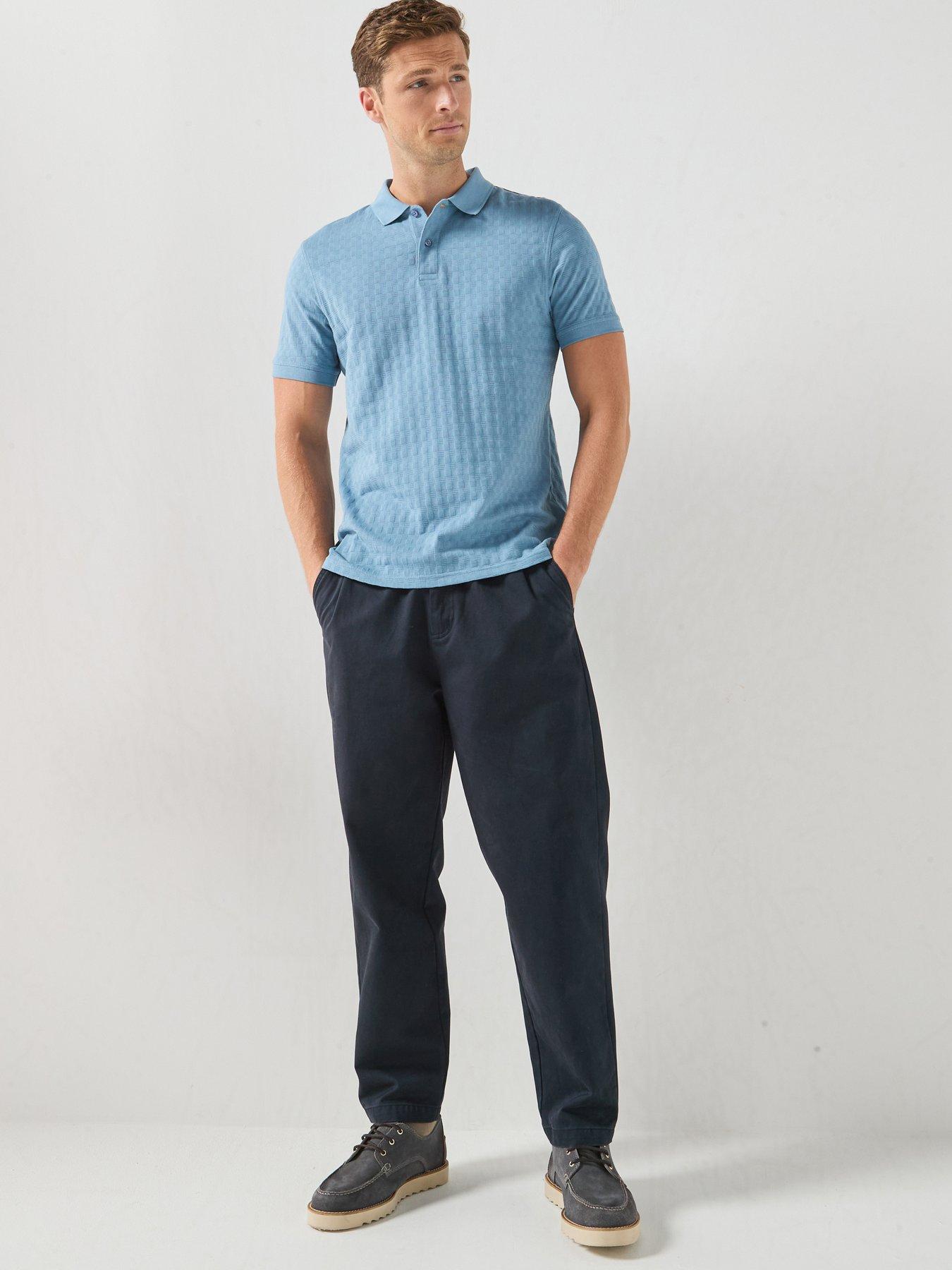 Image 3 of 5 of Barbour Faversham Tailored Textured Polo Shirt - Light Blue