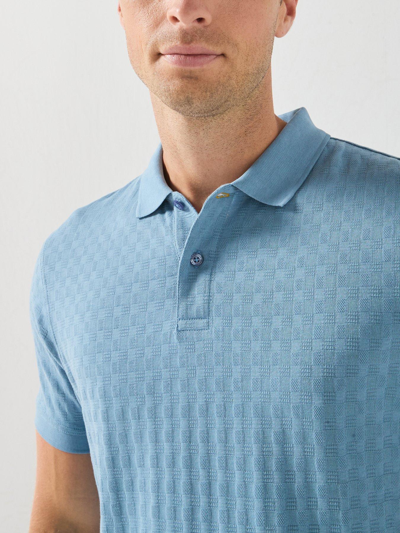 Image 4 of 5 of Barbour Faversham Tailored Textured Polo Shirt - Light Blue