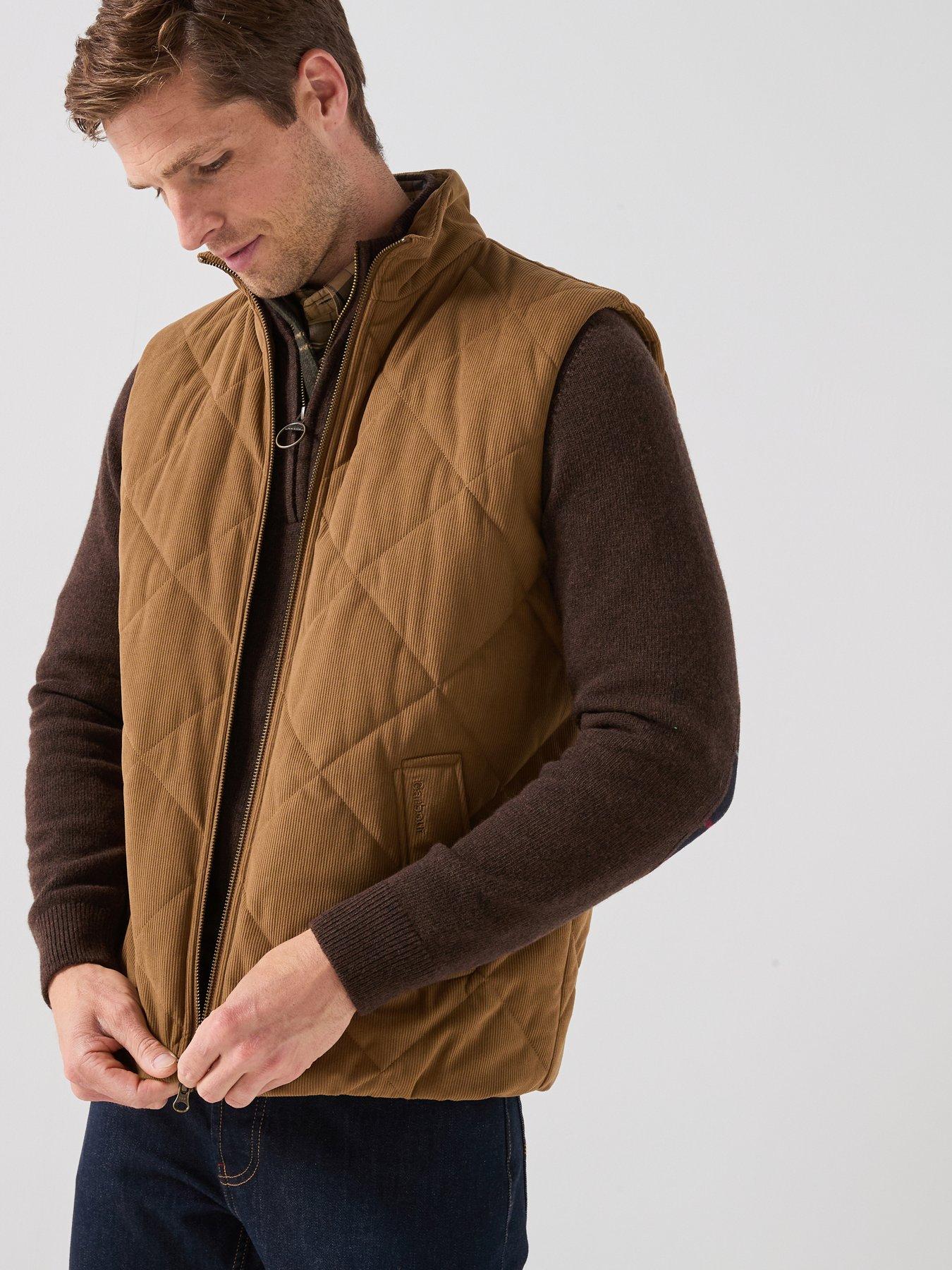 Image 1 of 6 of Barbour Mens Corden Quilted Zip Through Gilet - Beige