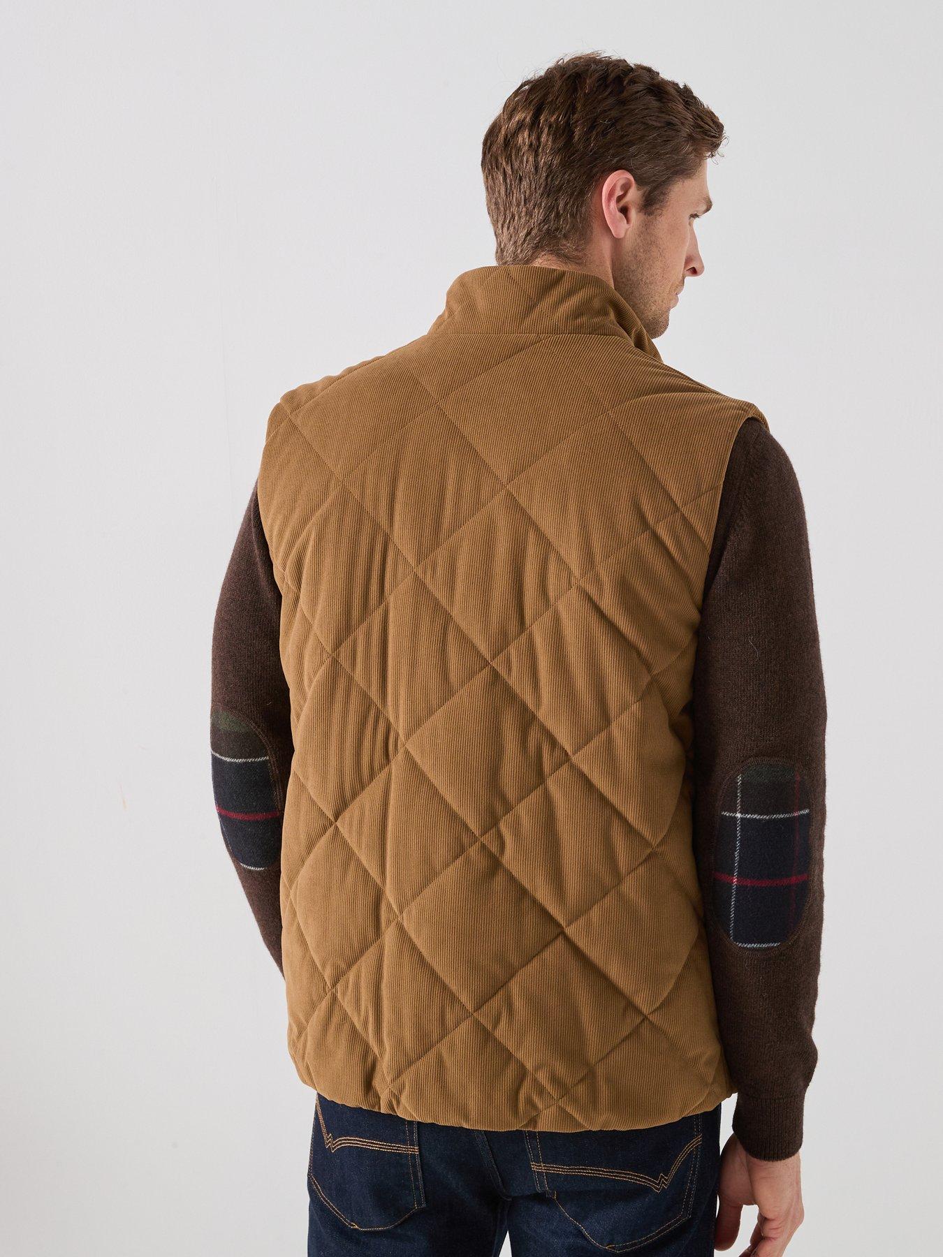 Image 2 of 6 of Barbour Mens Corden Quilted Zip Through Gilet - Beige
