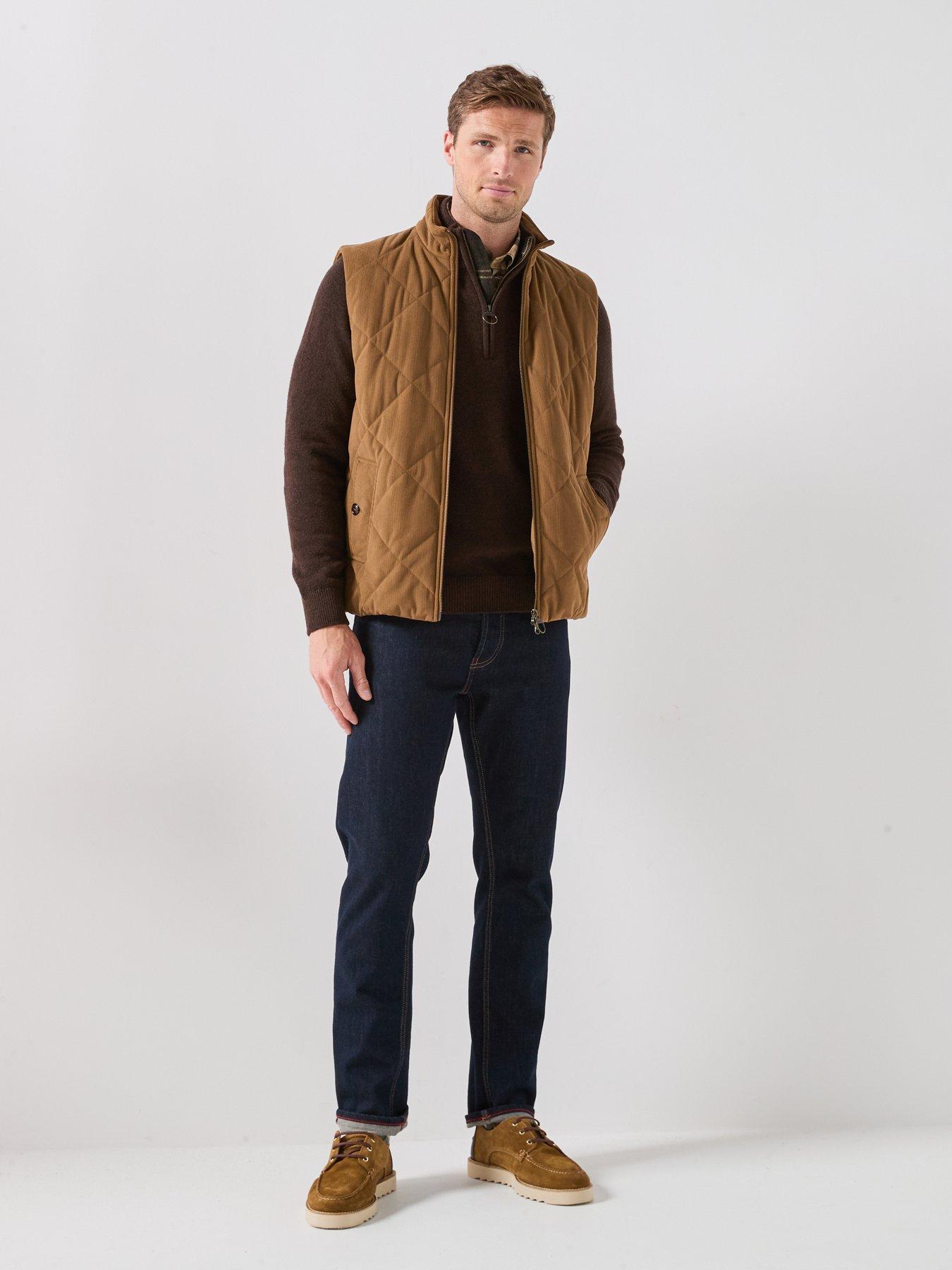 Image 3 of 6 of Barbour Mens Corden Quilted Zip Through Gilet - Beige