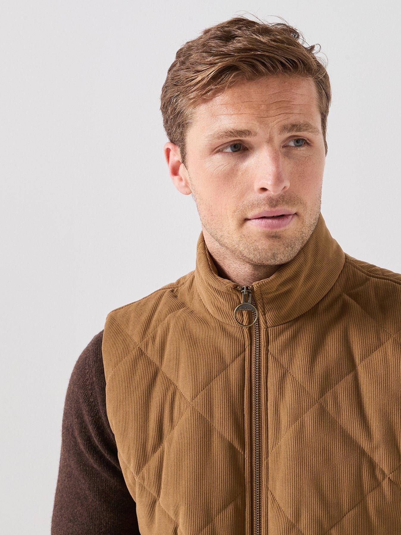 Image 5 of 6 of Barbour Mens Corden Quilted Zip Through Gilet - Beige