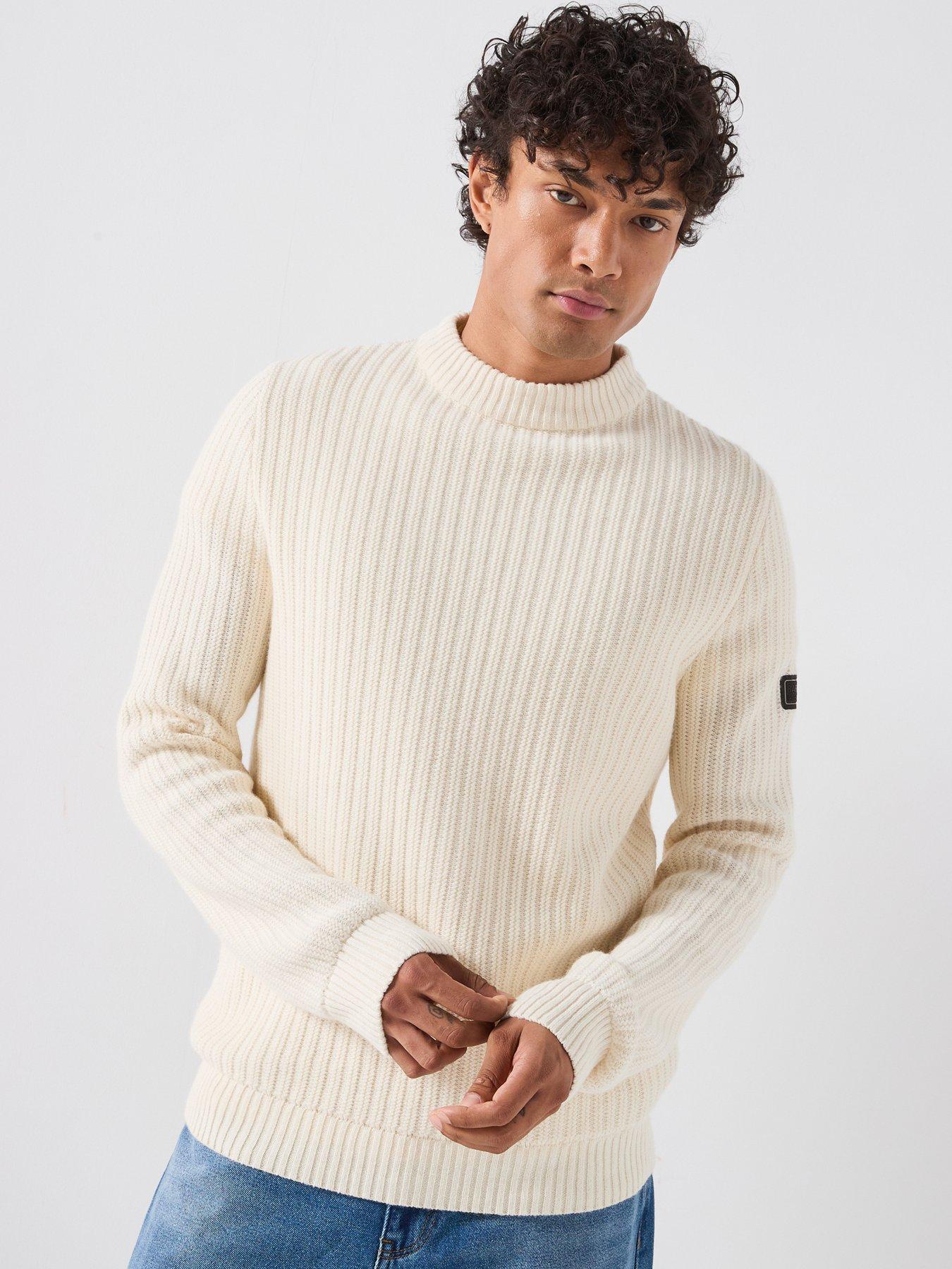 Barbour International Oxham Crew Heavy Knitted Jumper - White