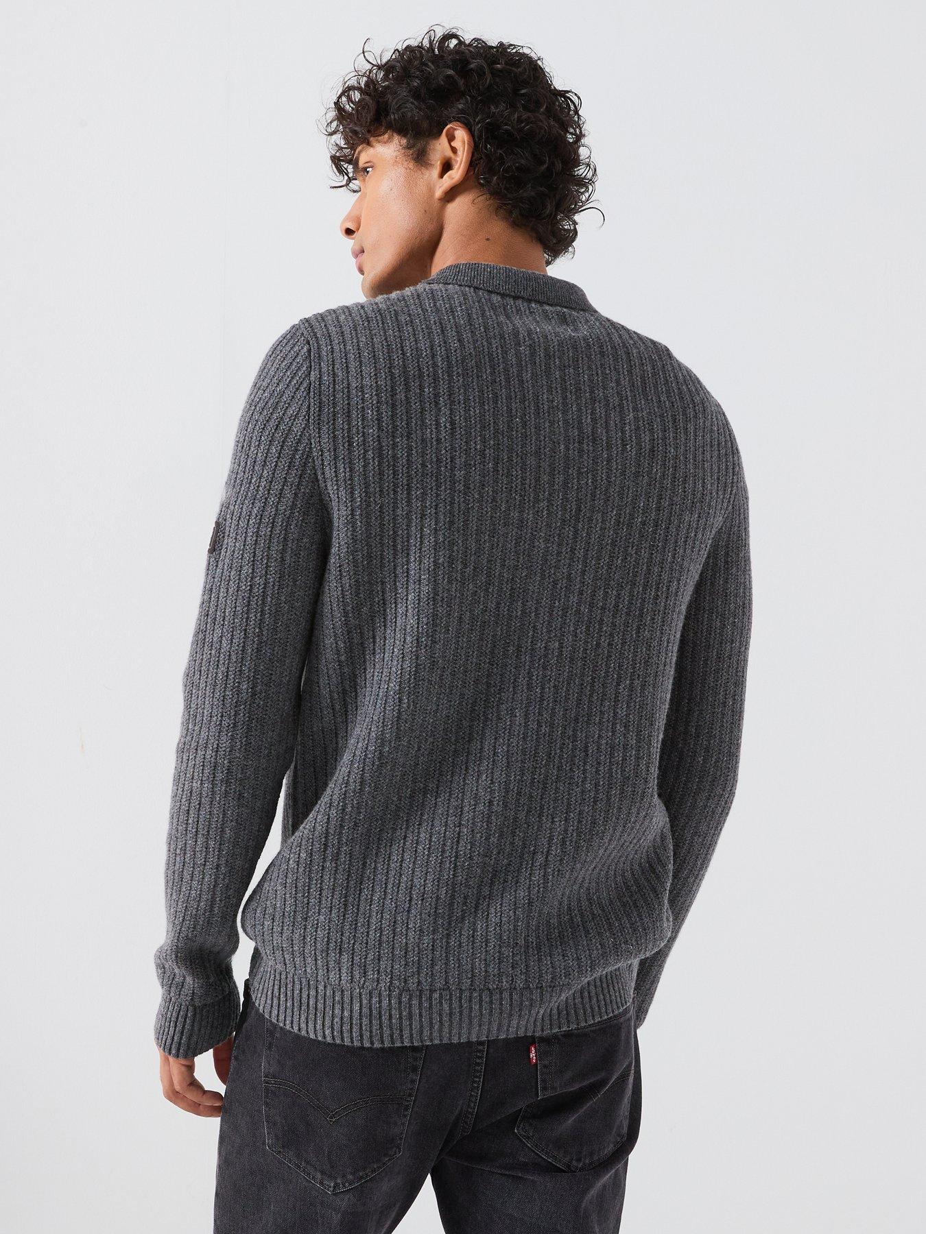 Image 2 of 6 of Barbour International Oxham Polo Zipped Knitted Jumper - Grey