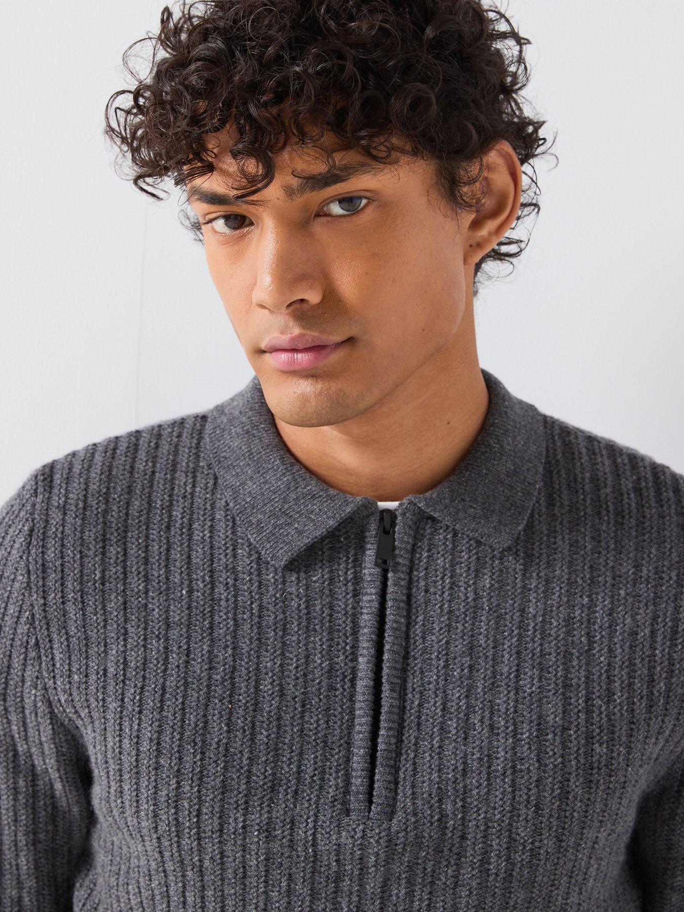 Image 4 of 6 of Barbour International Oxham Polo Zipped Knitted Jumper - Grey