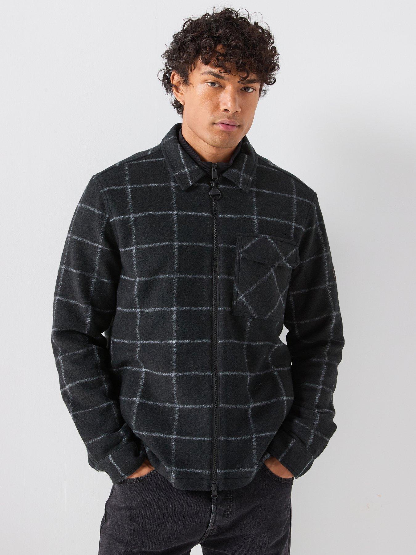 Barbour International Payne Checked Zipped Fleece Overshirt - Black