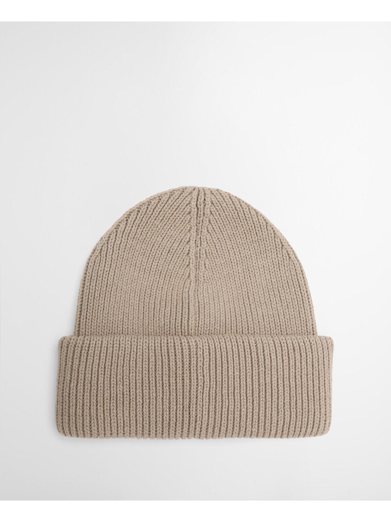Image 2 of 4 of Barbour International Mens Rib-Knit Craywell Beanie Hat - Beige