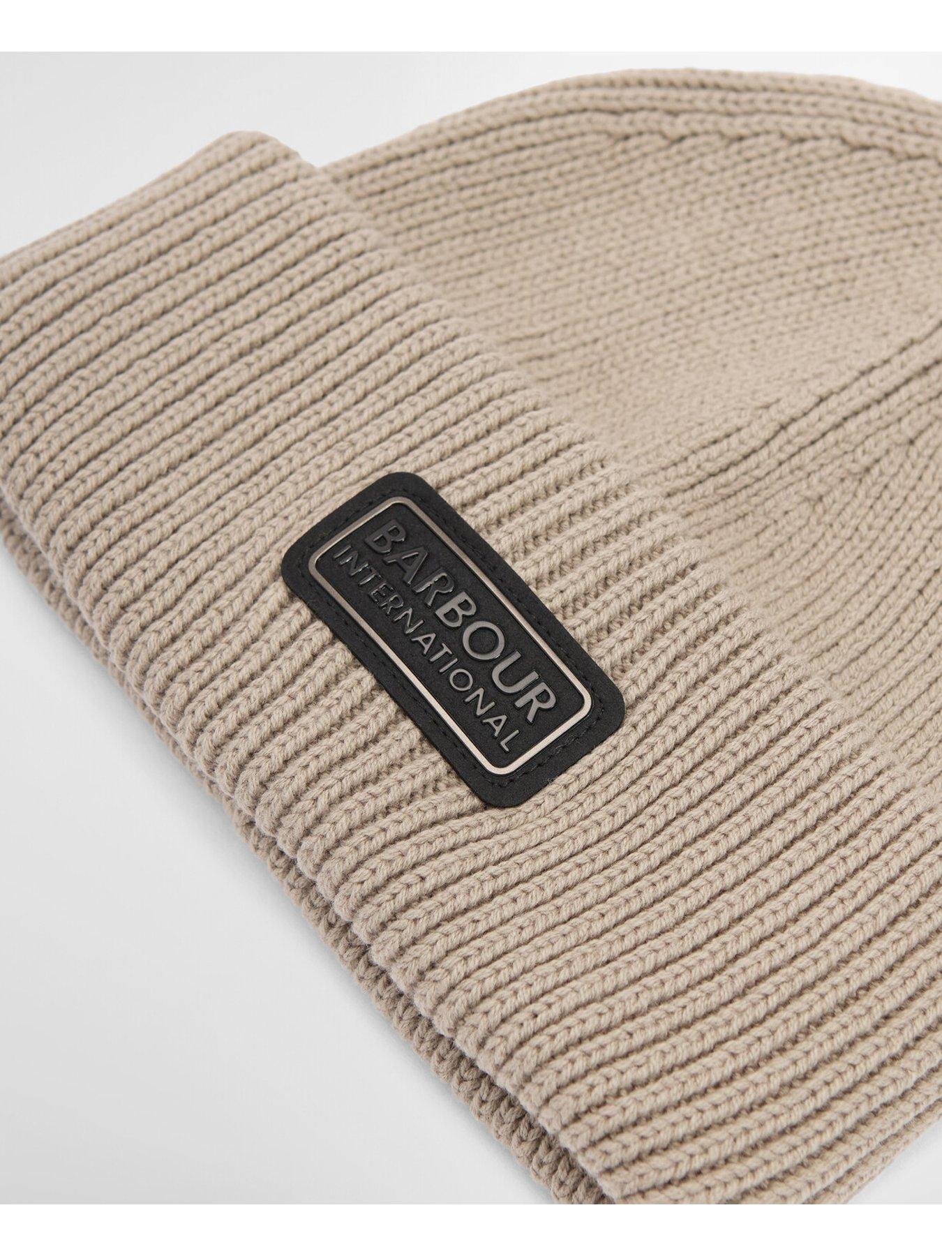 Image 3 of 4 of Barbour International Mens Rib-Knit Craywell Beanie Hat - Beige