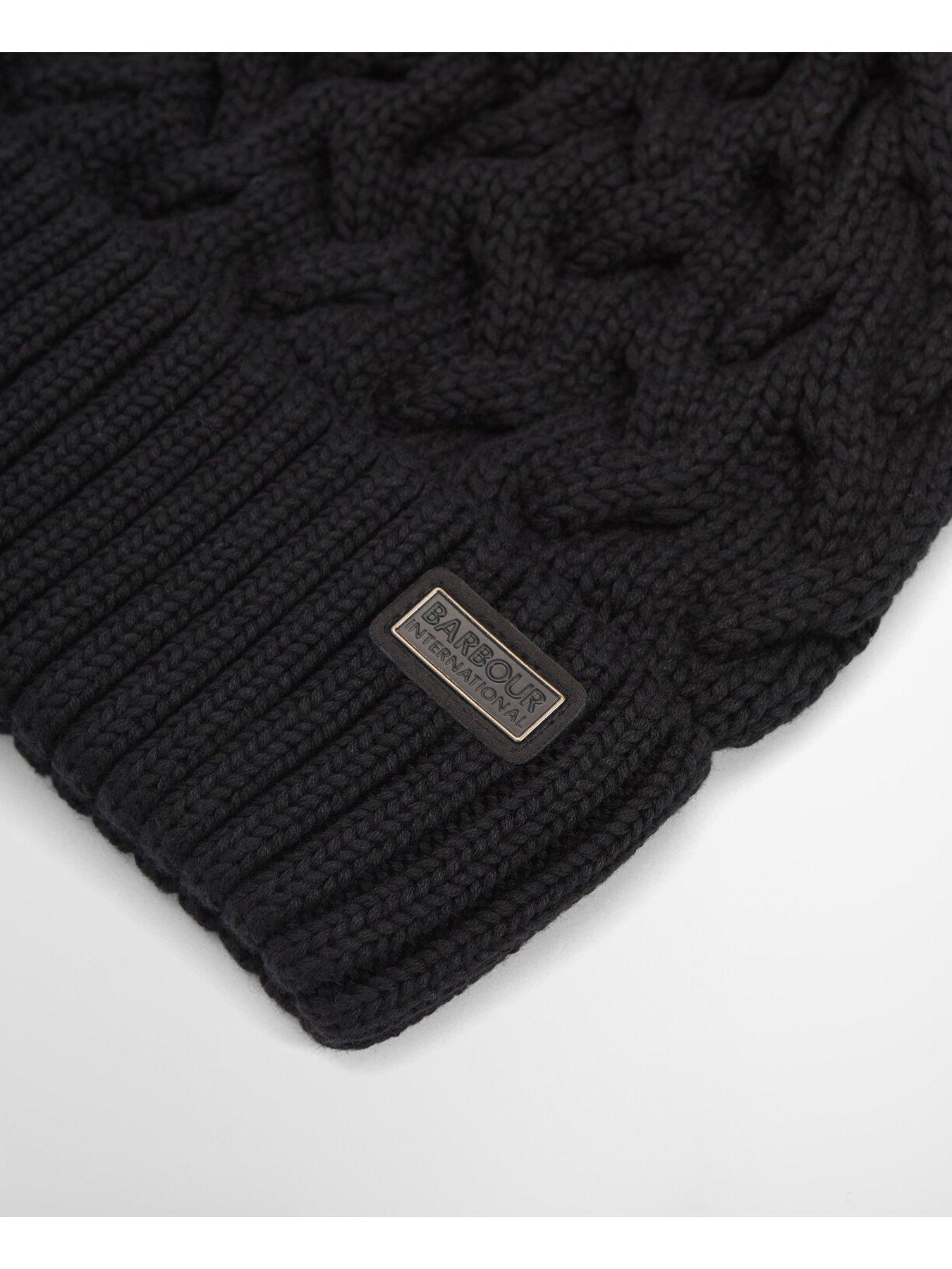Image 3 of 4 of Barbour International International Drift Cable Beanie Hat - Black