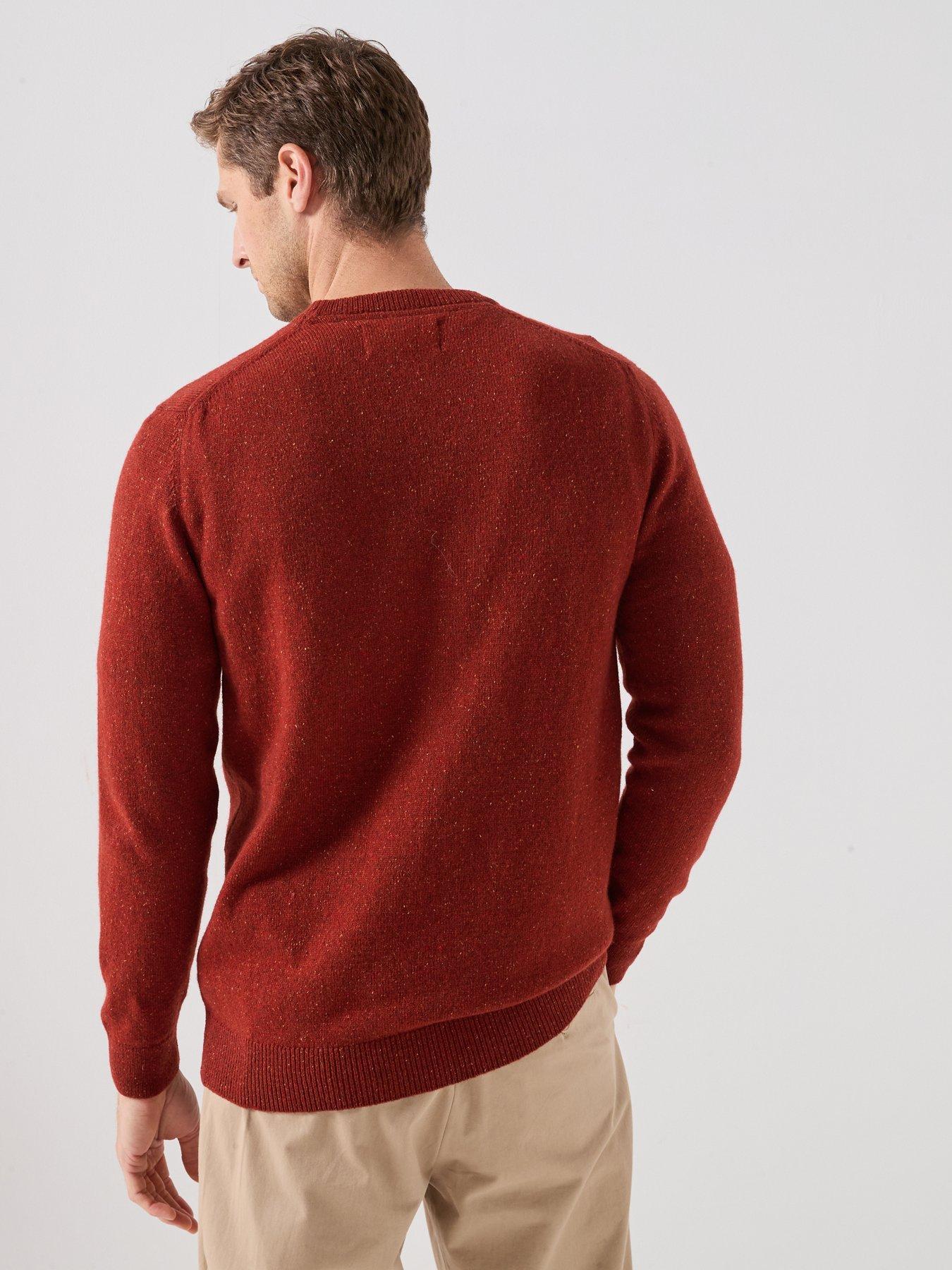 Image 2 of 6 of Barbour Mens Tisbury Wool-Rich Silk-Blend Crew Neck Jumper - Red