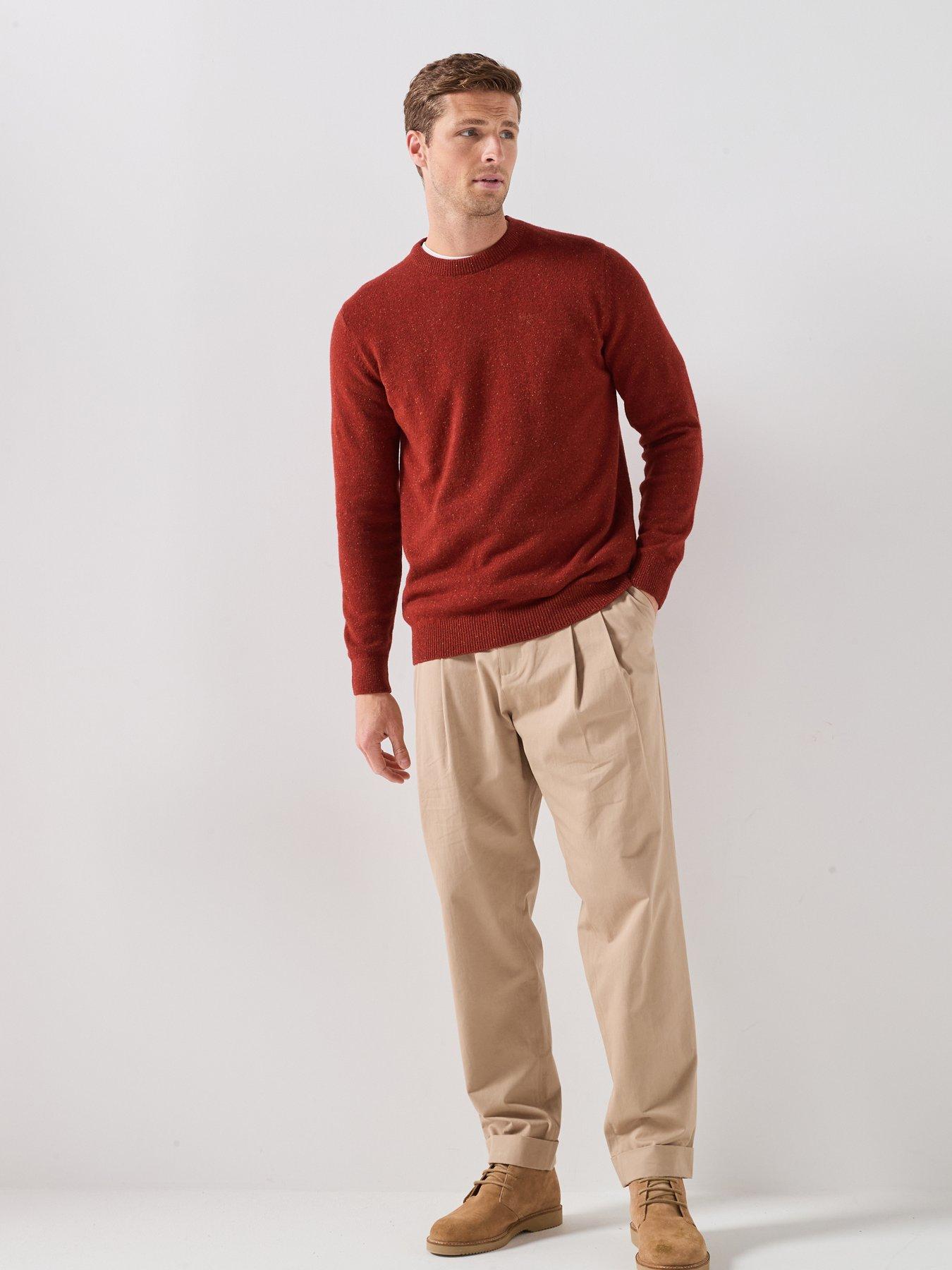 Image 3 of 6 of Barbour Mens Tisbury Wool-Rich Silk-Blend Crew Neck Jumper - Red
