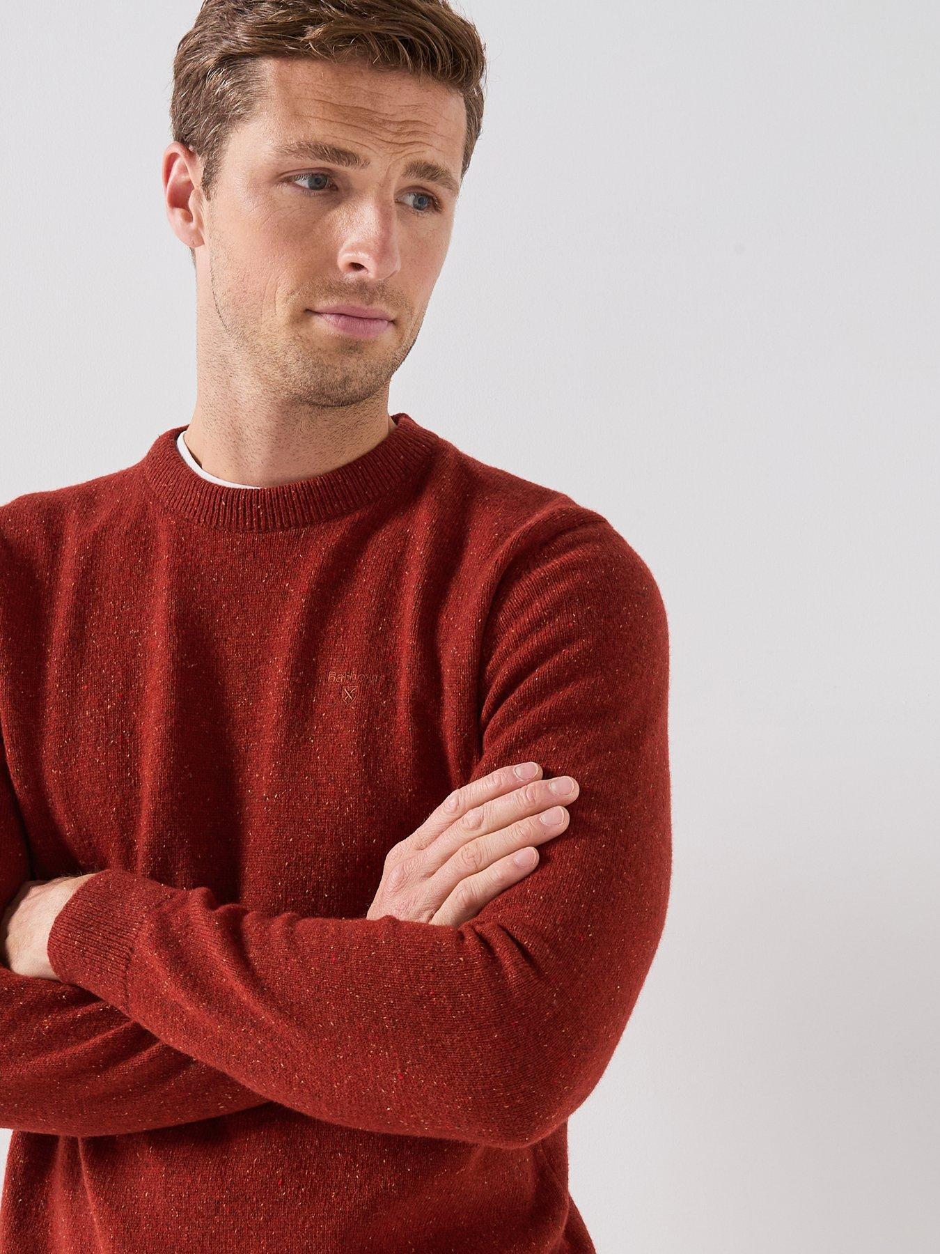 Image 4 of 6 of Barbour Mens Tisbury Wool-Rich Silk-Blend Crew Neck Jumper - Red