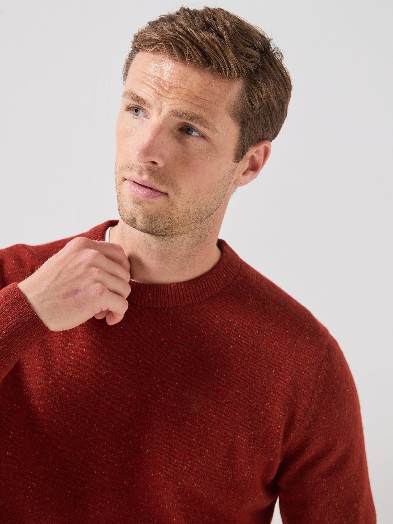 Image 5 of 6 of Barbour Mens Tisbury Wool-Rich Silk-Blend Crew Neck Jumper - Red