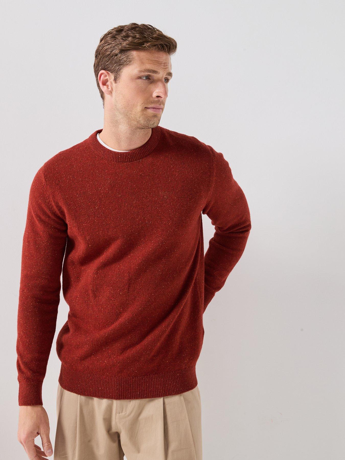 Image 6 of 6 of Barbour Mens Tisbury Wool-Rich Silk-Blend Crew Neck Jumper - Red
