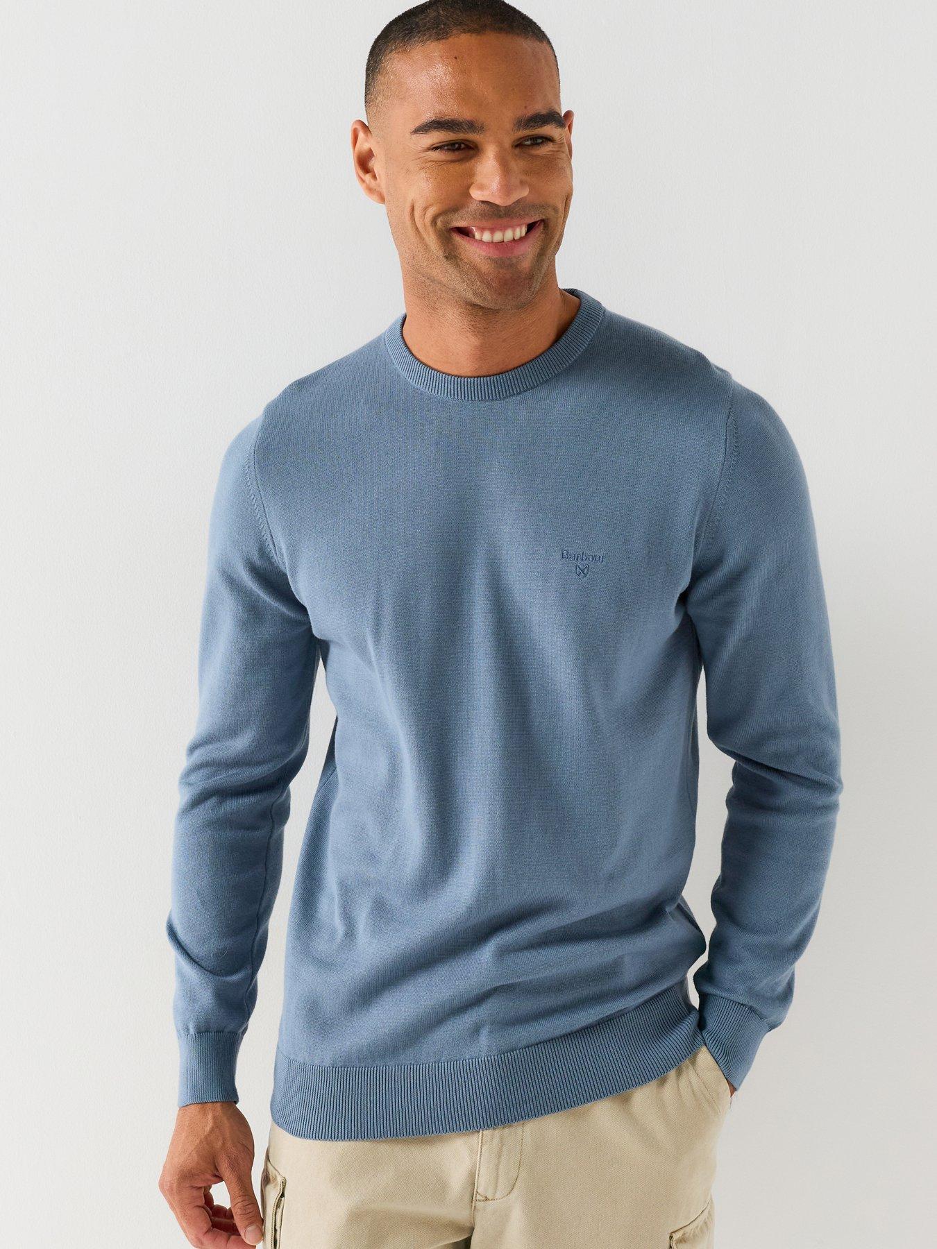 Barbour Pima Cotton Crewneck Knitted Jumper - Light Blue