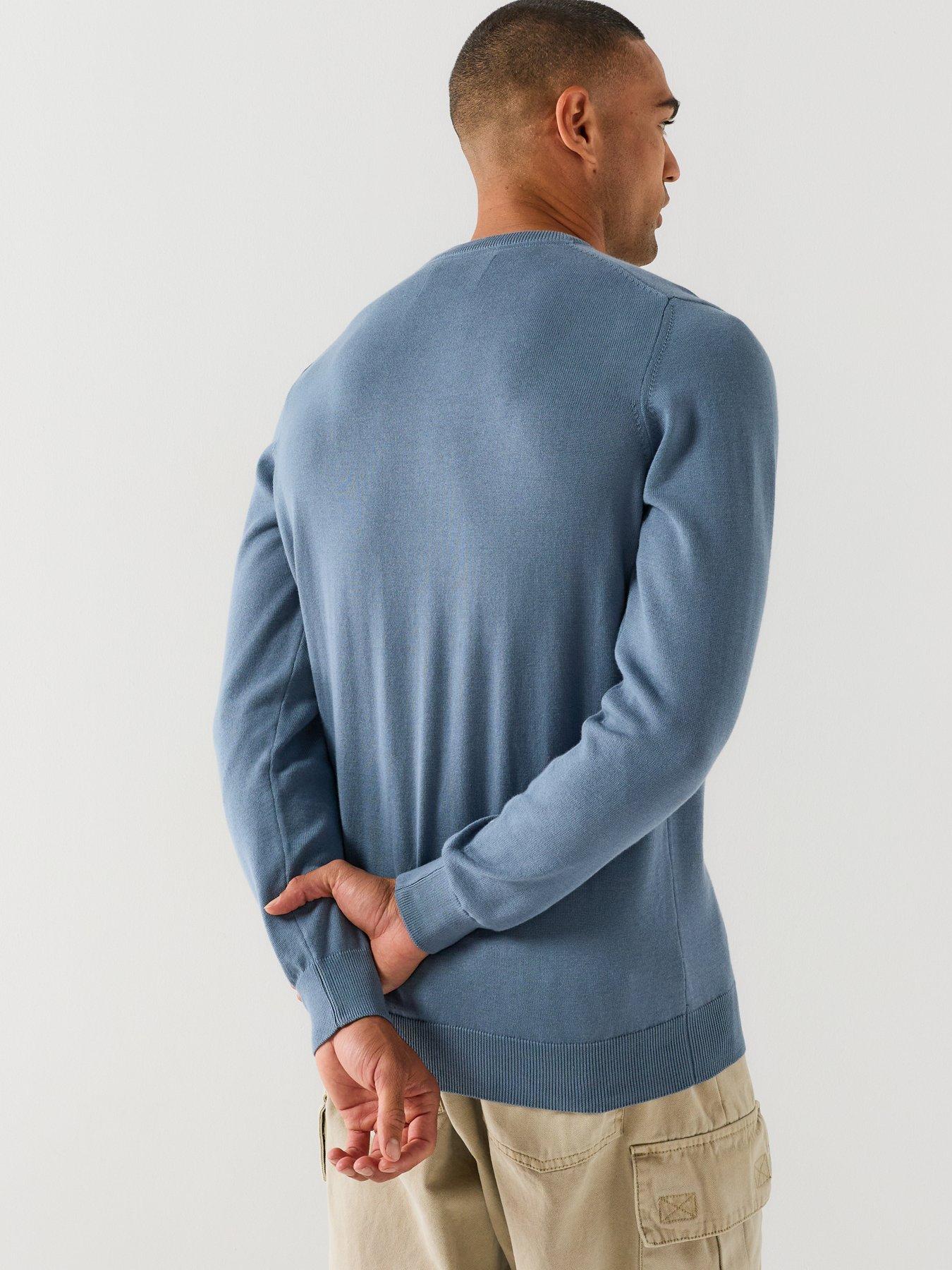 Image 2 of 4 of Barbour Pima Cotton Crewneck Knitted Jumper - Light Blue