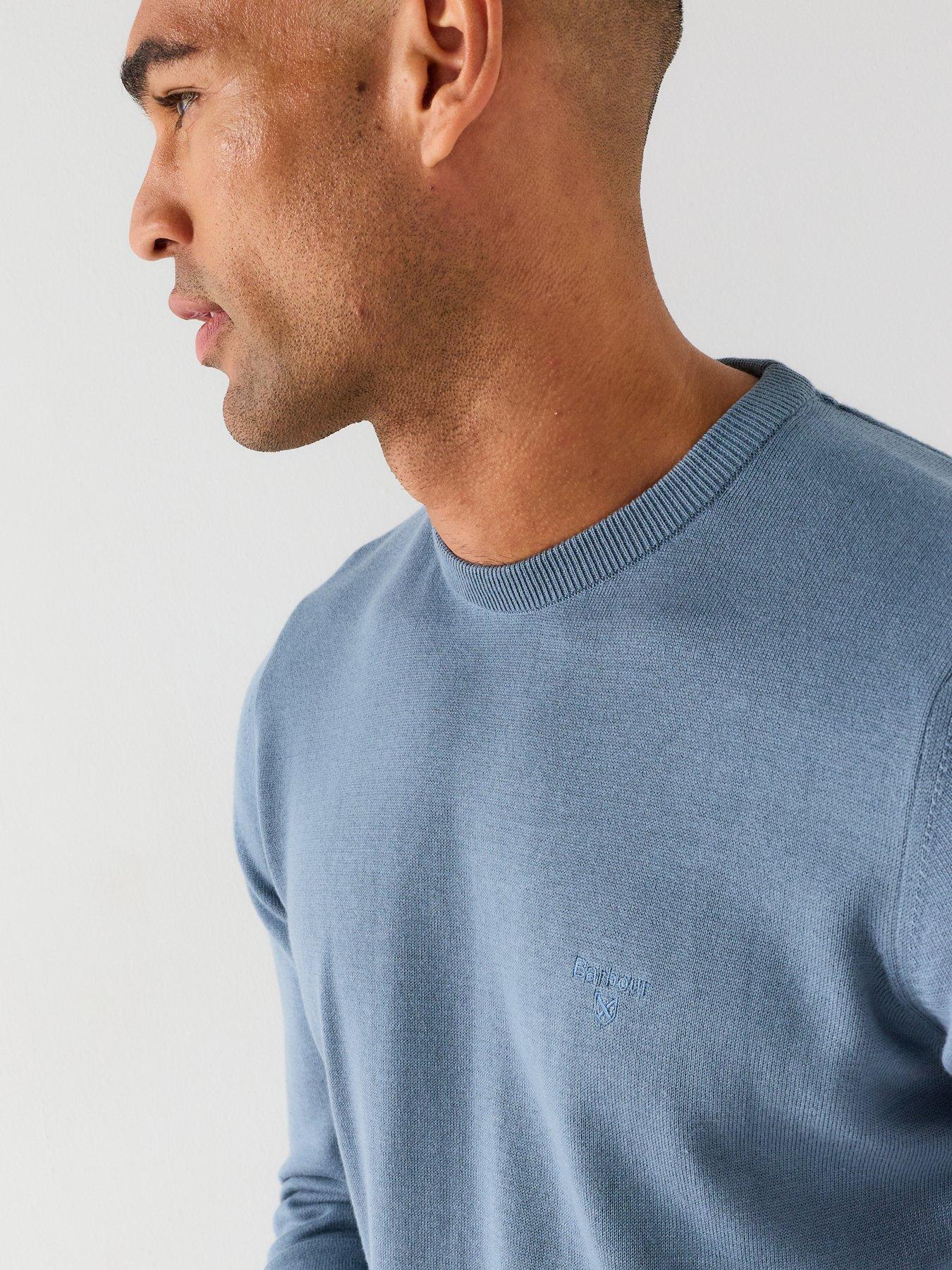 Image 4 of 4 of Barbour Pima Cotton Crewneck Knitted Jumper - Light Blue