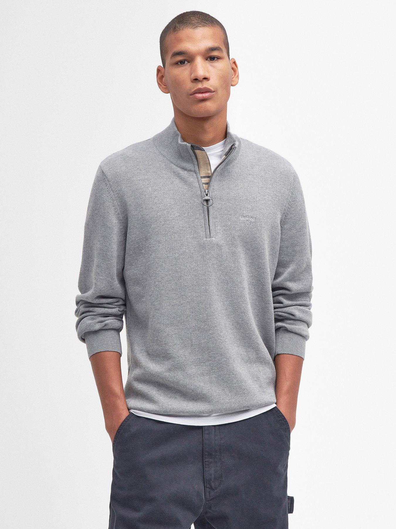 Barbour Cotton Half Zip Knitted Jumper - Grey