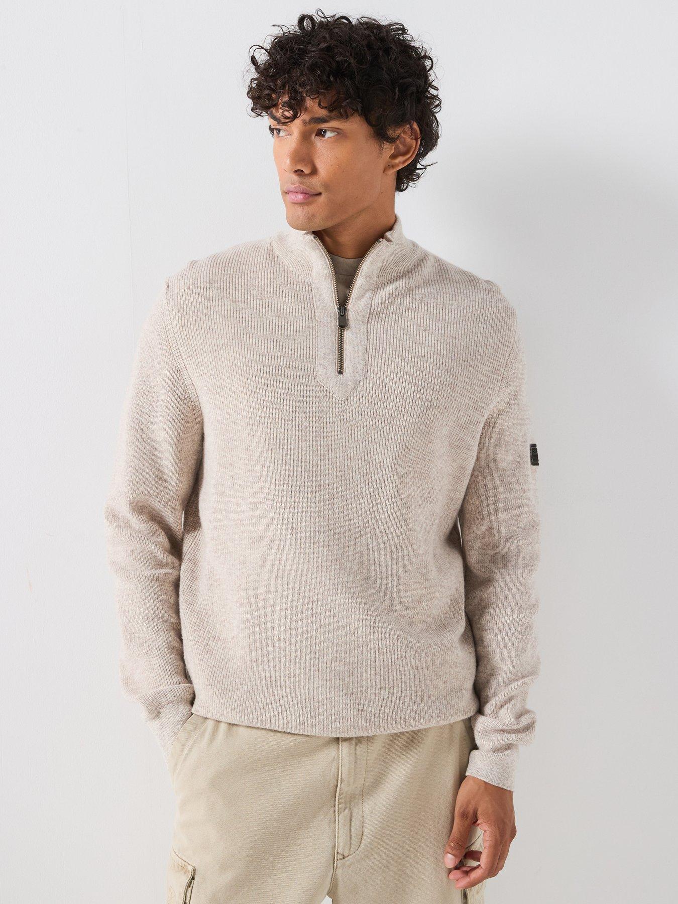 Barbour International Crawley Quarter Zip Knitted Jumper - Cream