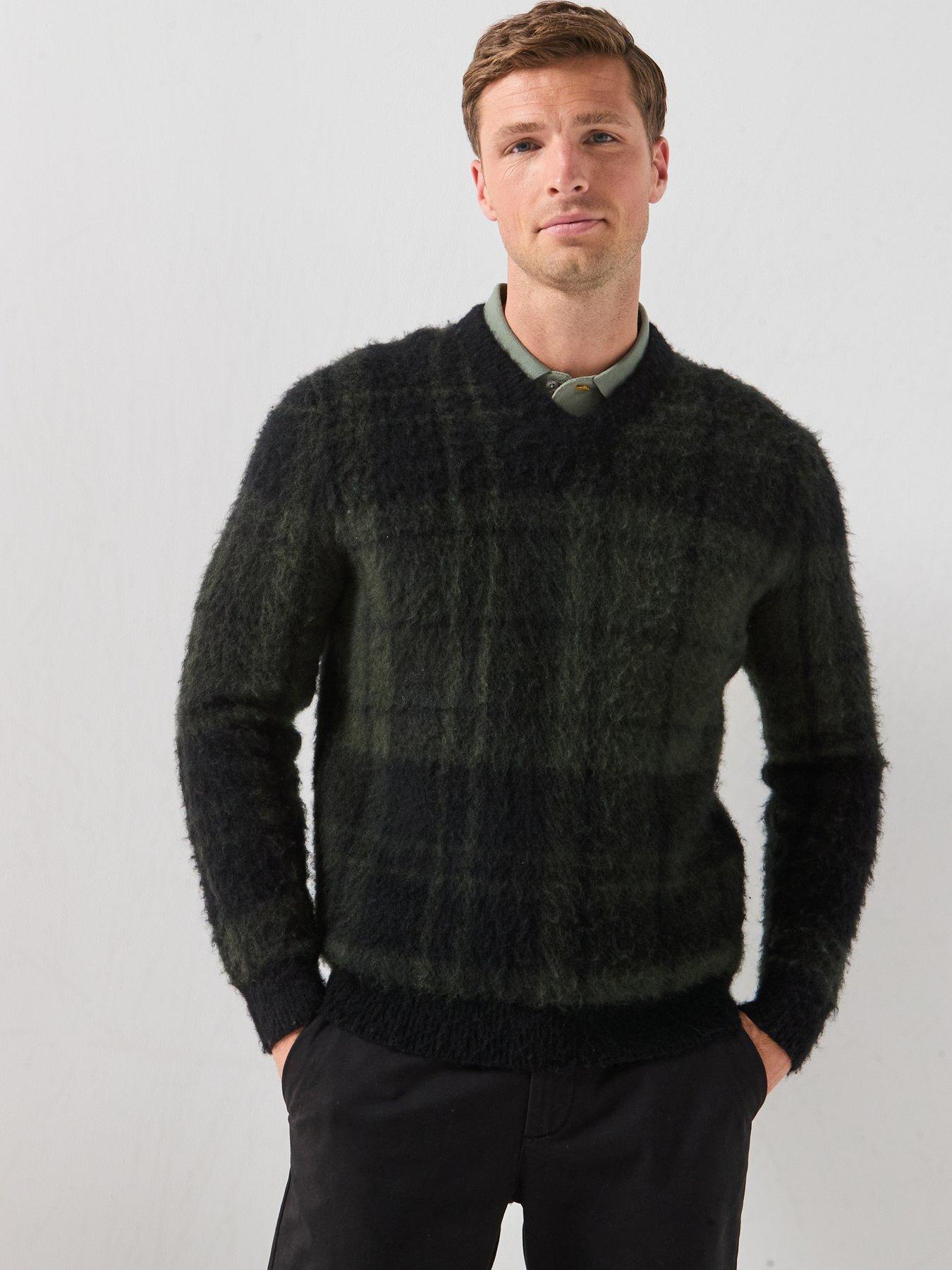 Barbour Hunham Tartan V-Neck Knitted Jumper - Black