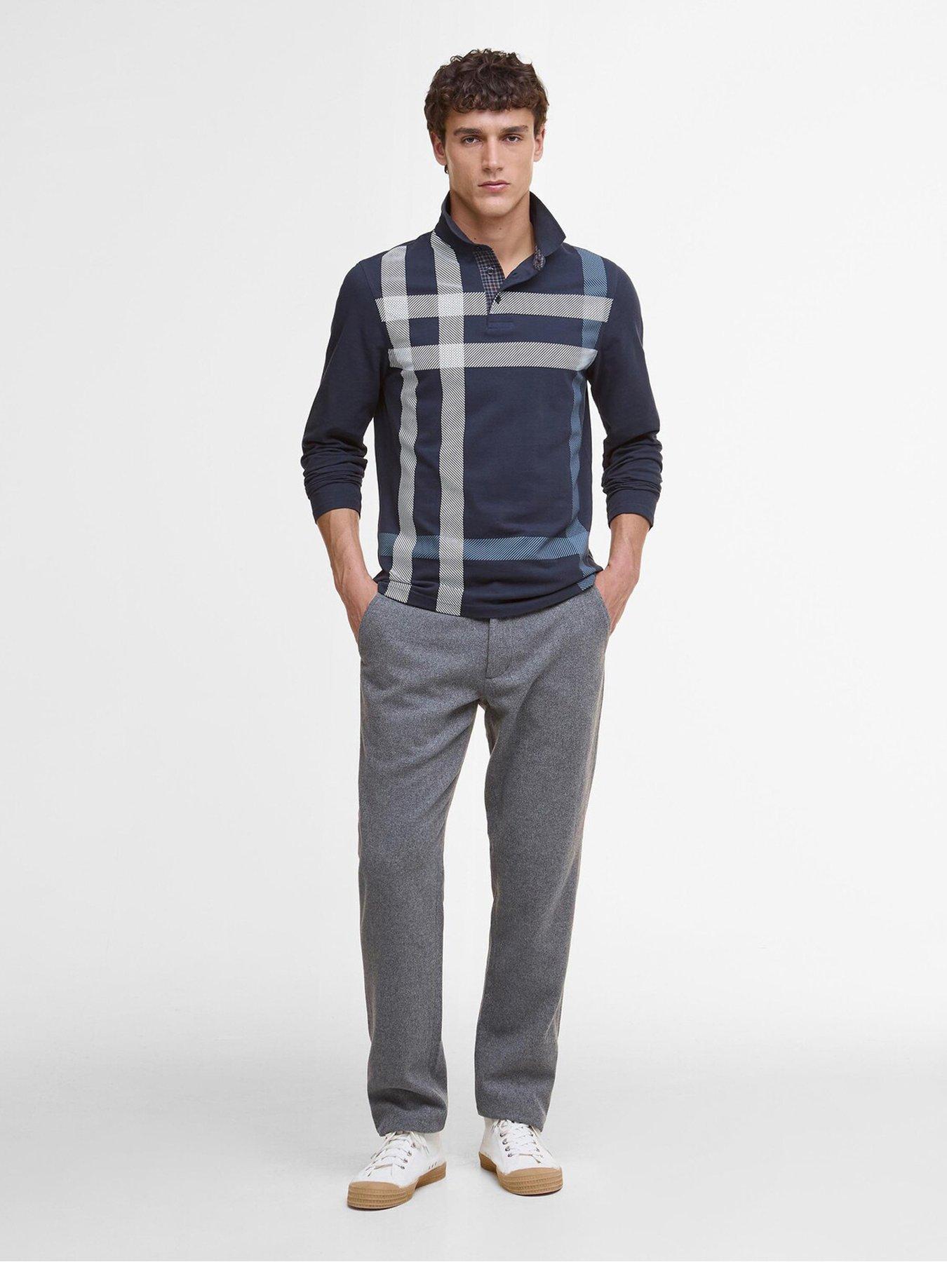 Image 3 of 6 of Barbour Blaine Tartan Long-Sleeved Polo Shirt - Navy
