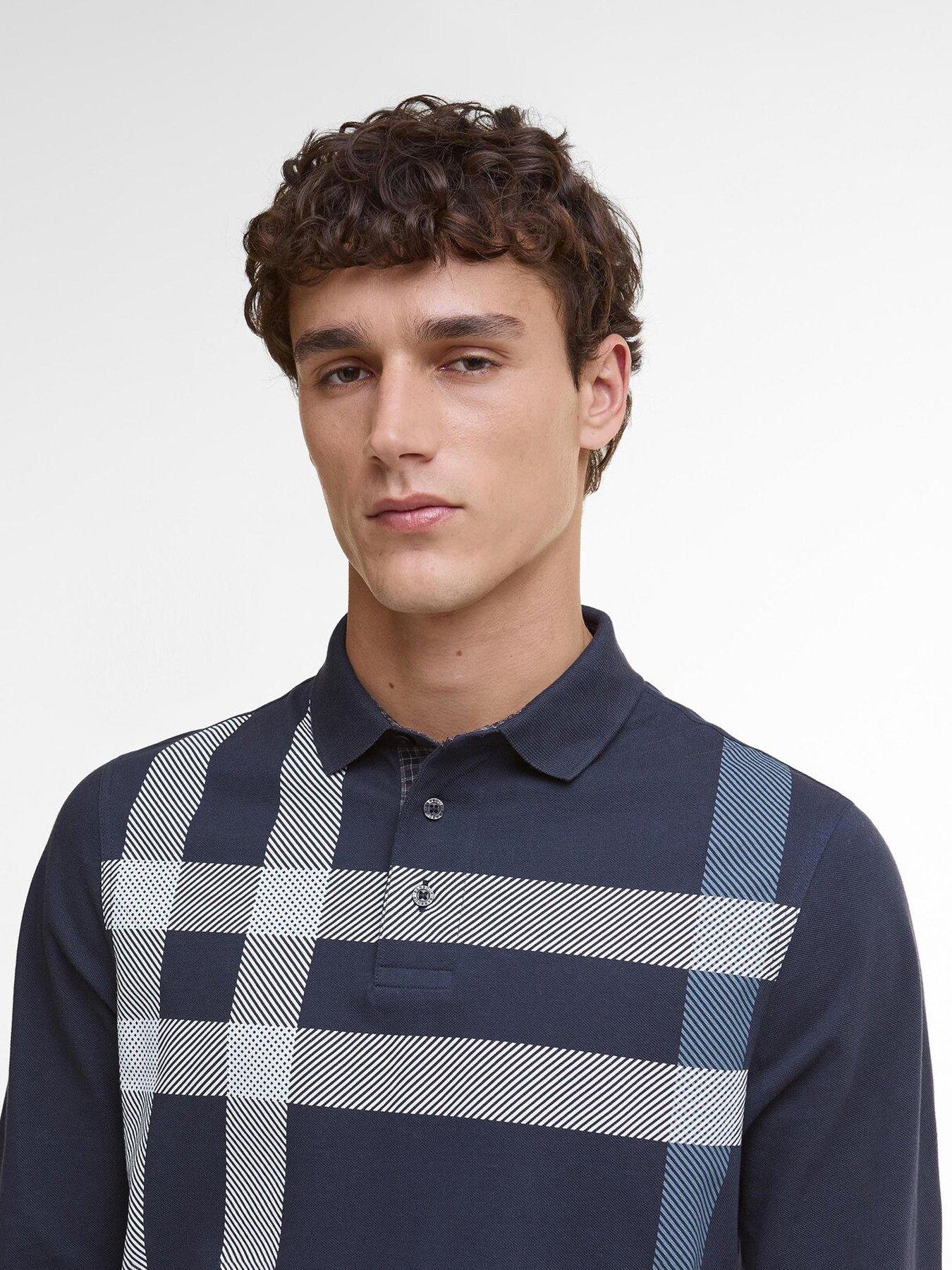 Image 4 of 6 of Barbour Blaine Tartan Long-Sleeved Polo Shirt - Navy