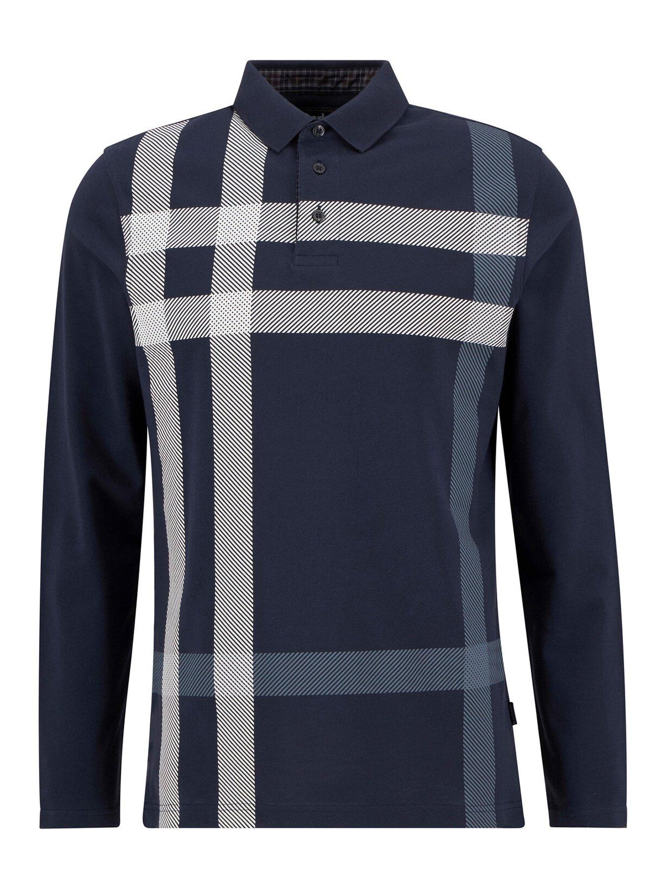 Image 5 of 6 of Barbour Blaine Tartan Long-Sleeved Polo Shirt - Navy