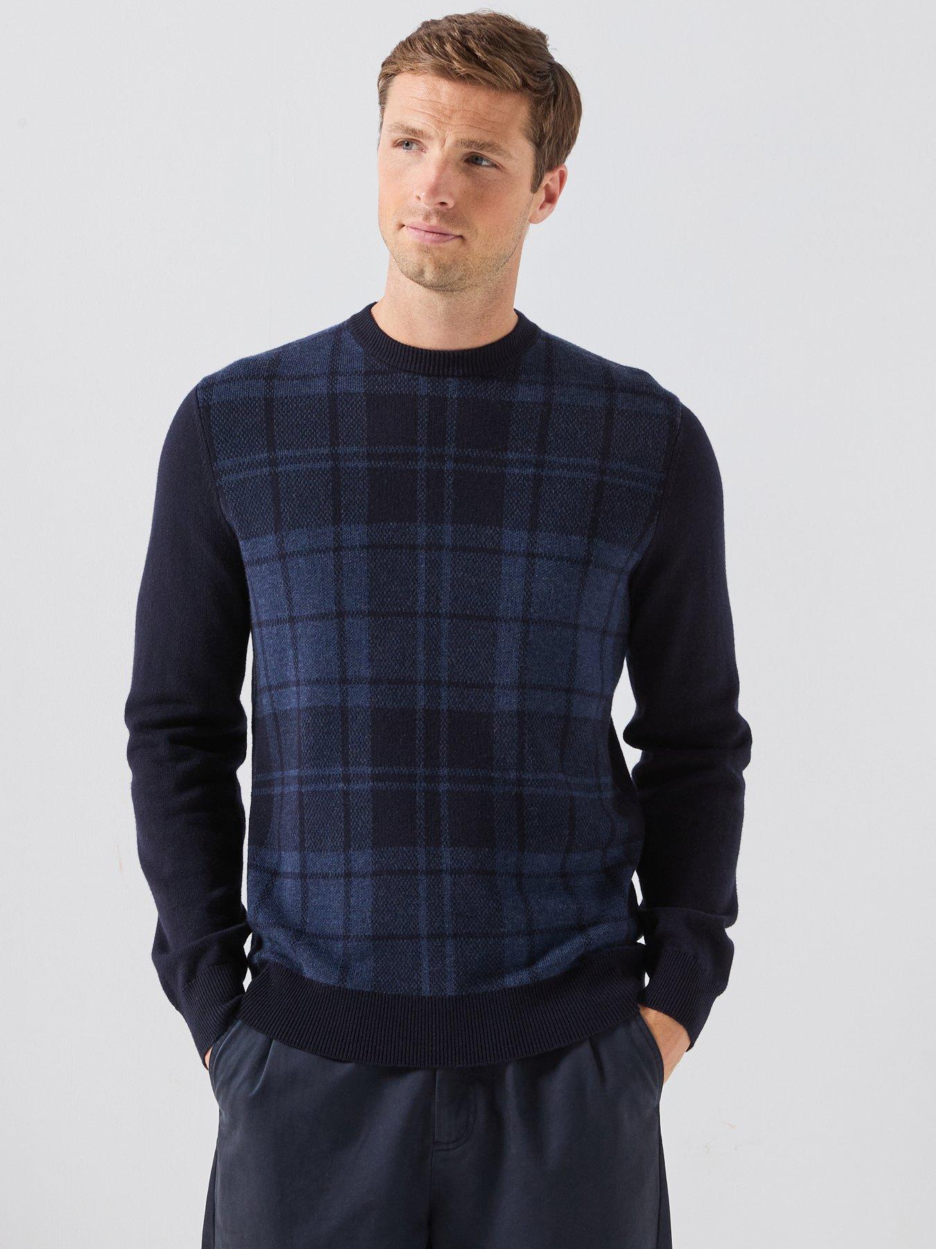 Barbour Mineral Tartan Crewneck Knitted Jumper - Navy