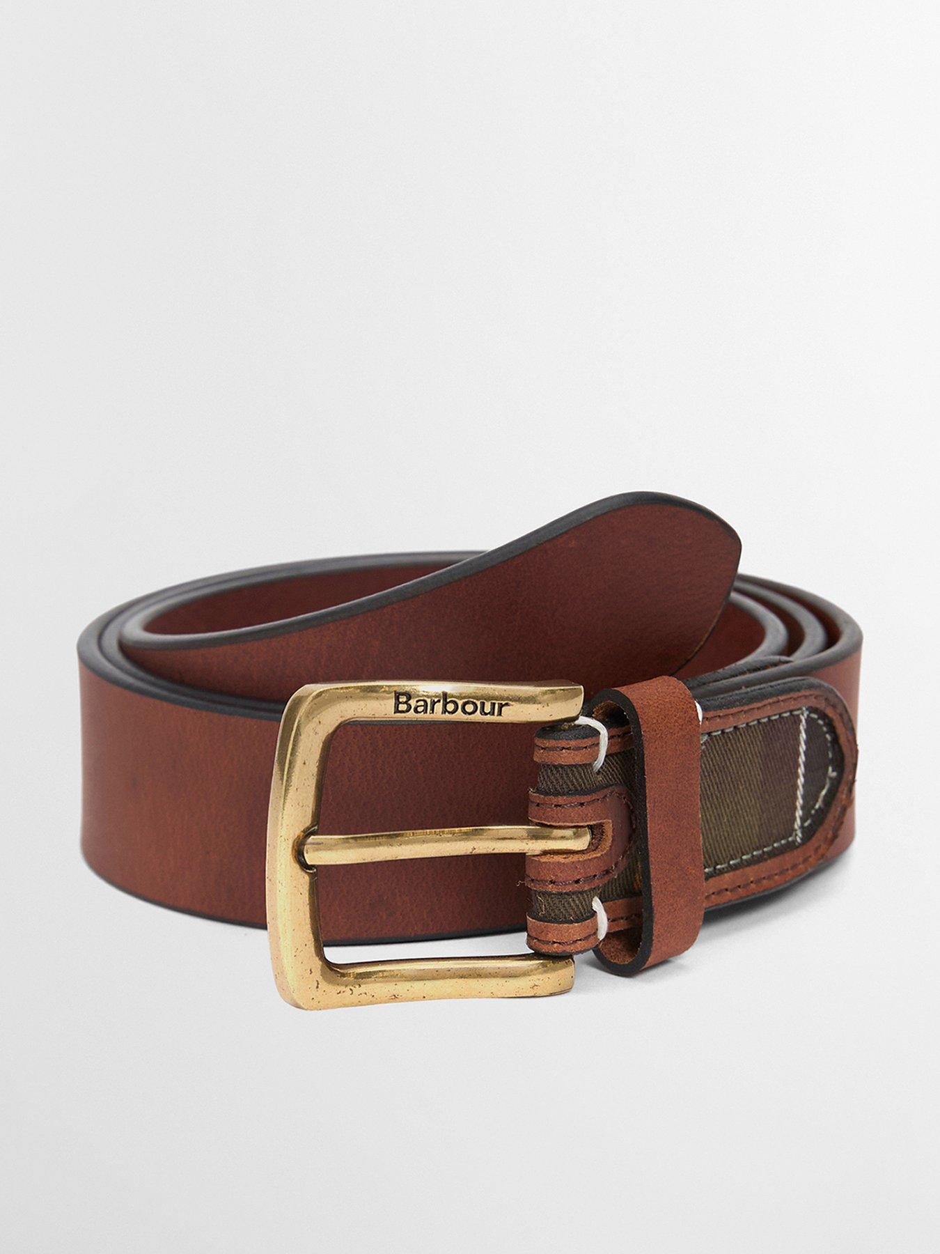 Image 1 of 4 of Barbour Tartan/Leather Belt - Brown