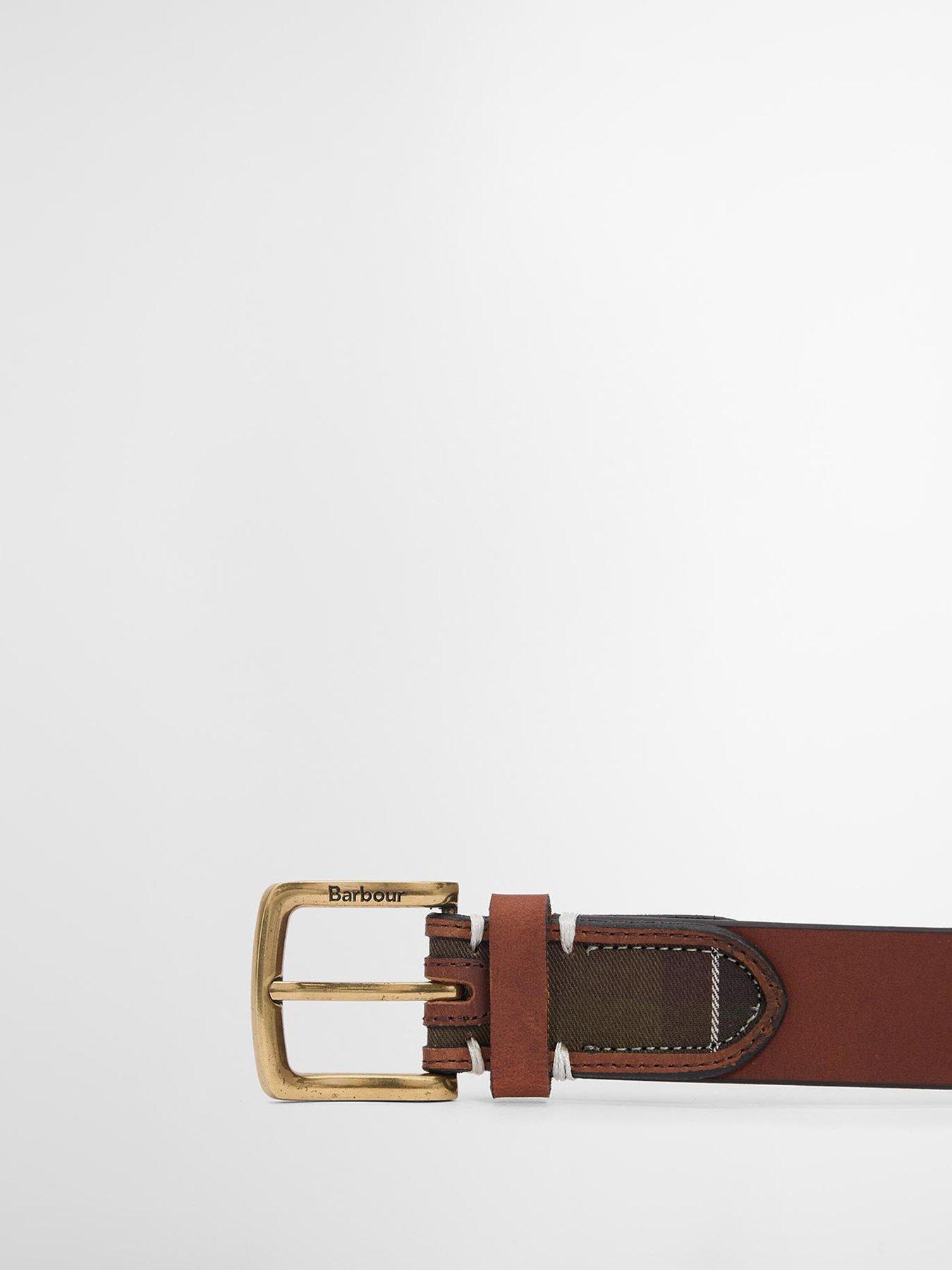 Image 2 of 4 of Barbour Tartan/Leather Belt - Brown