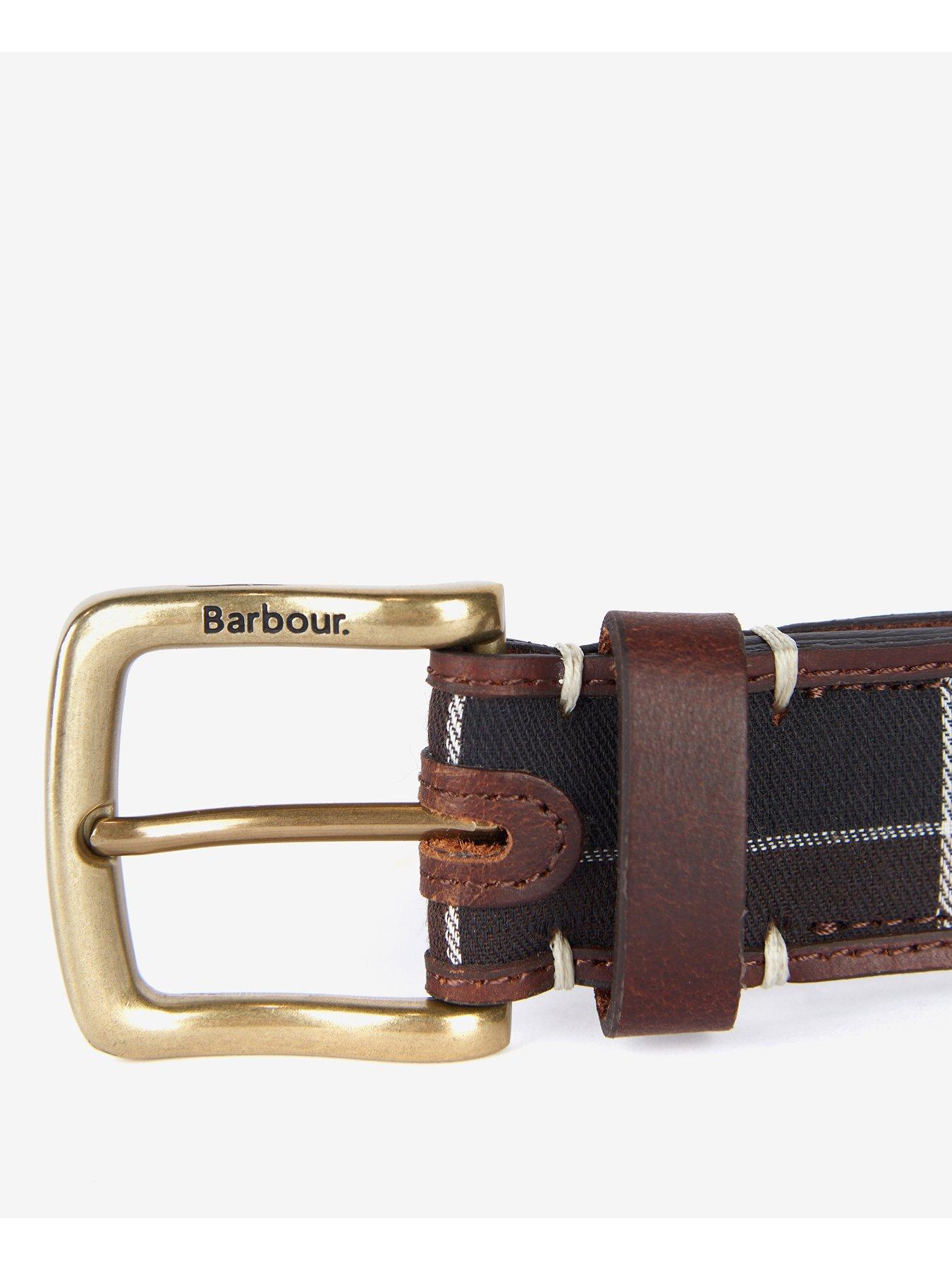 Image 3 of 4 of Barbour Tartan/Leather Belt - Brown