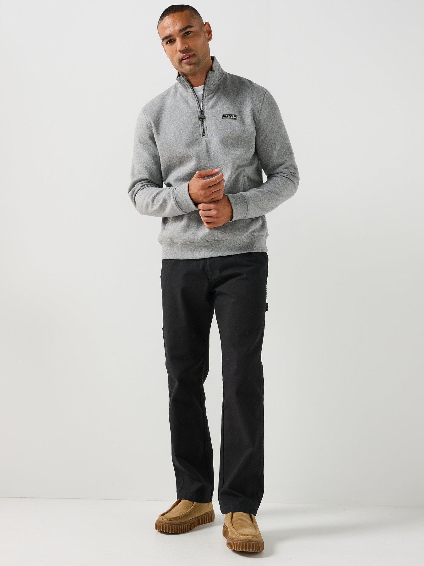 Image 3 of 6 of Barbour International Mens Half Zip Stand Collar Sweatshirt - Grey