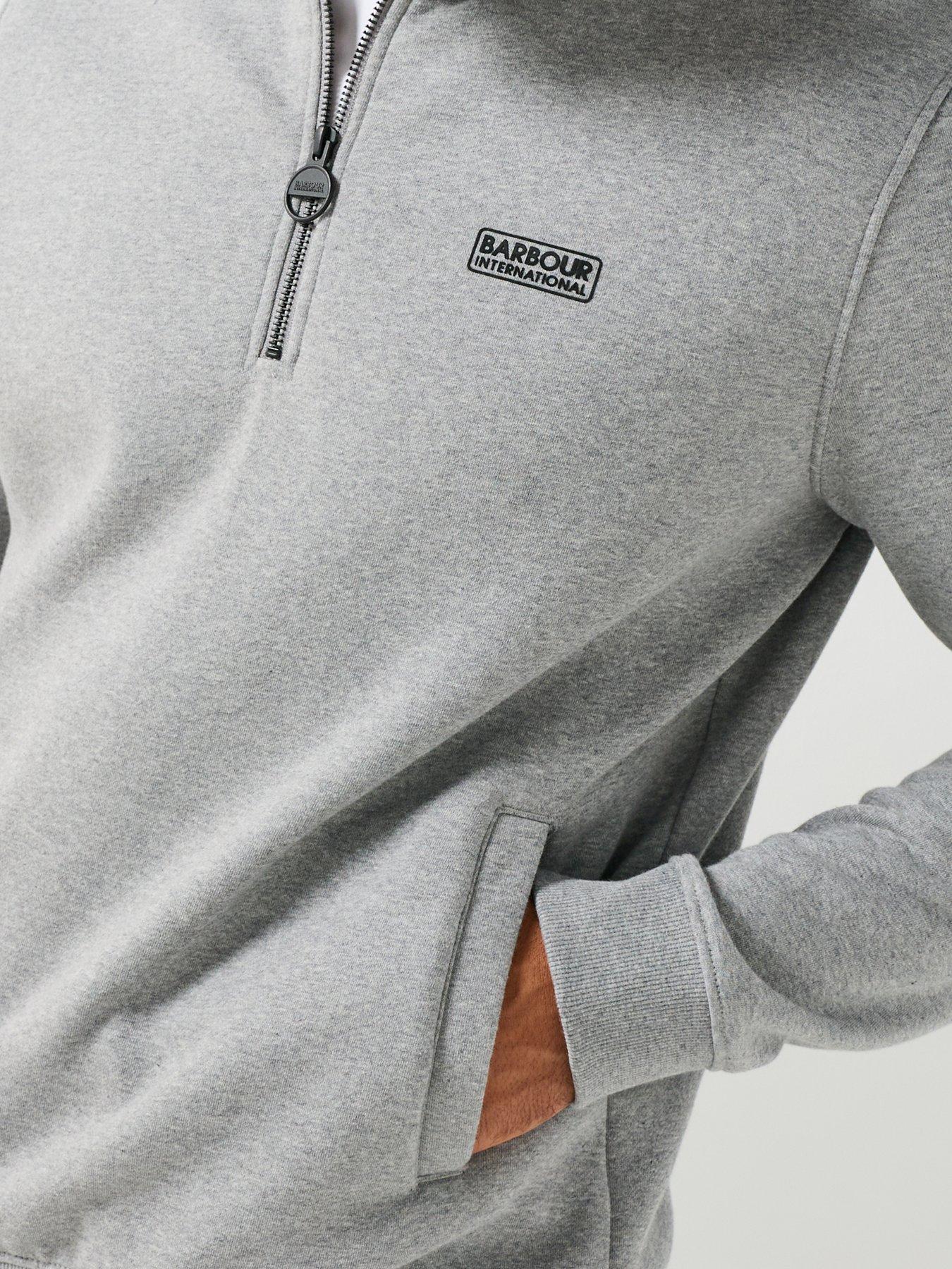 Image 4 of 6 of Barbour International Mens Half Zip Stand Collar Sweatshirt - Grey