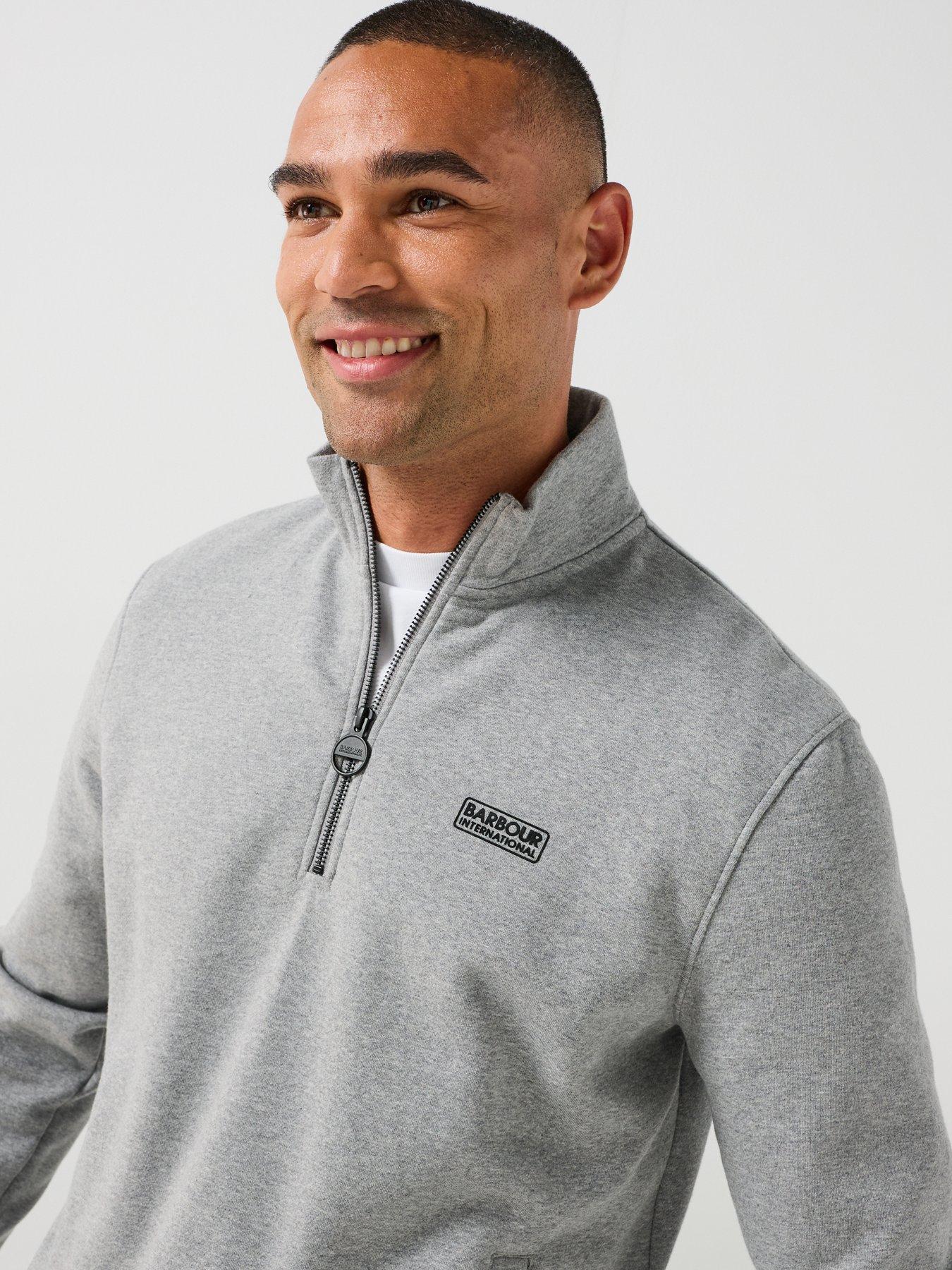 Image 5 of 6 of Barbour International Mens Half Zip Stand Collar Sweatshirt - Grey